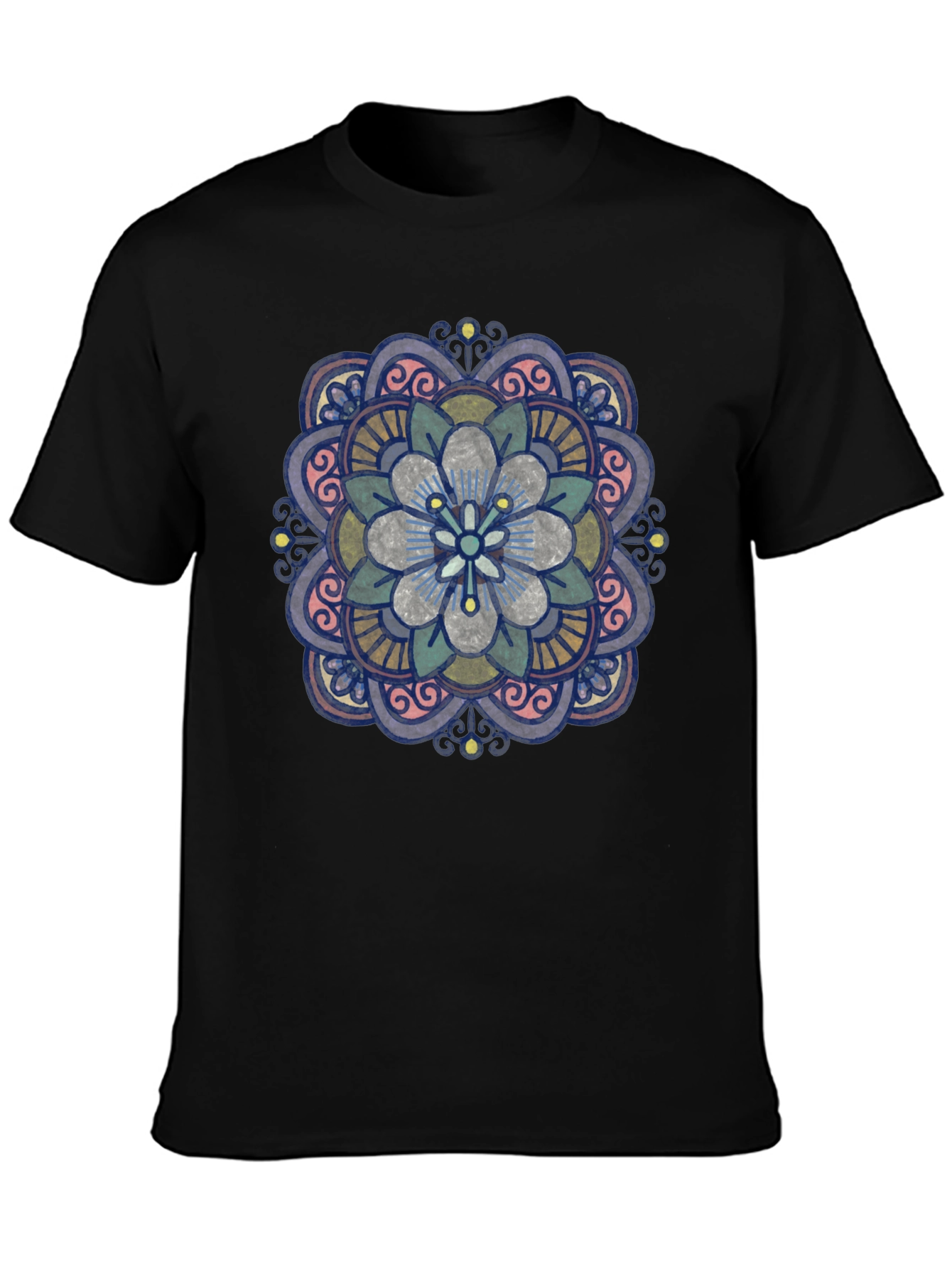 Floral Mandala Graphic T-Shirt - Black