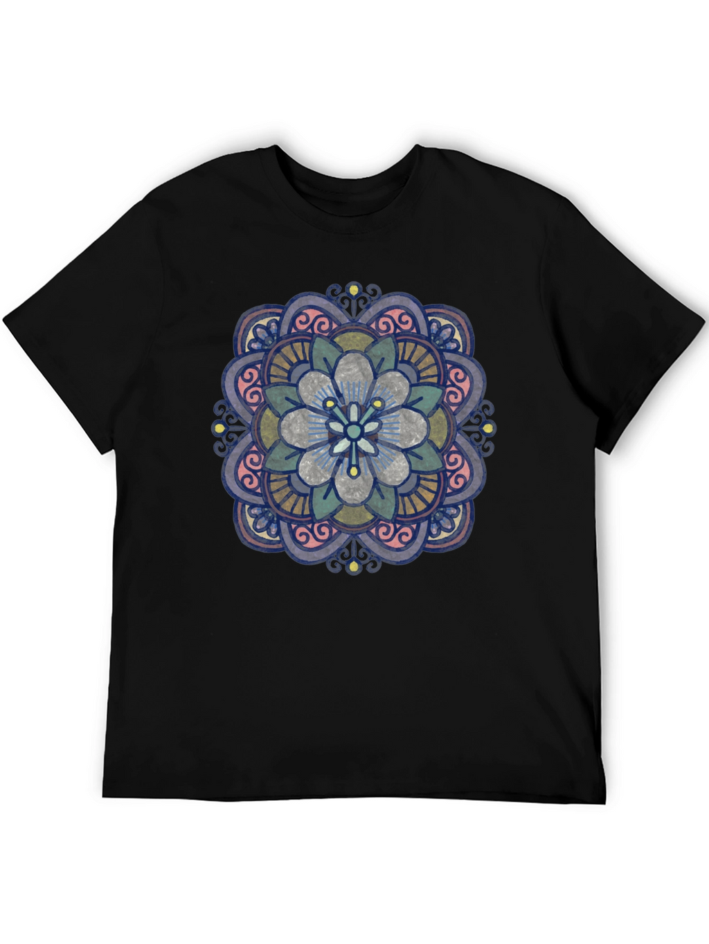 Floral Mandala Graphic T-Shirt - Black