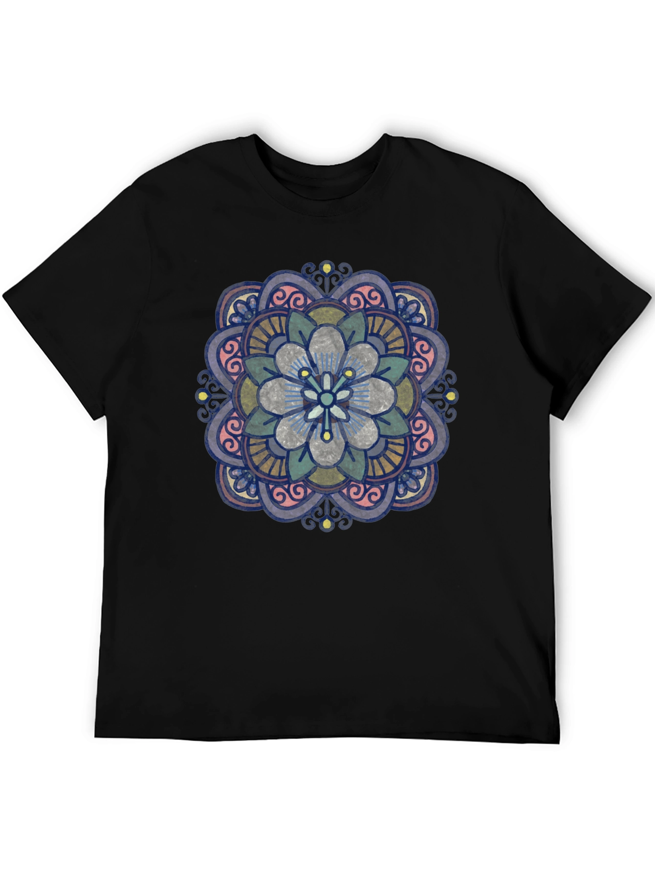 Floral Mandala Graphic T-Shirt - Black