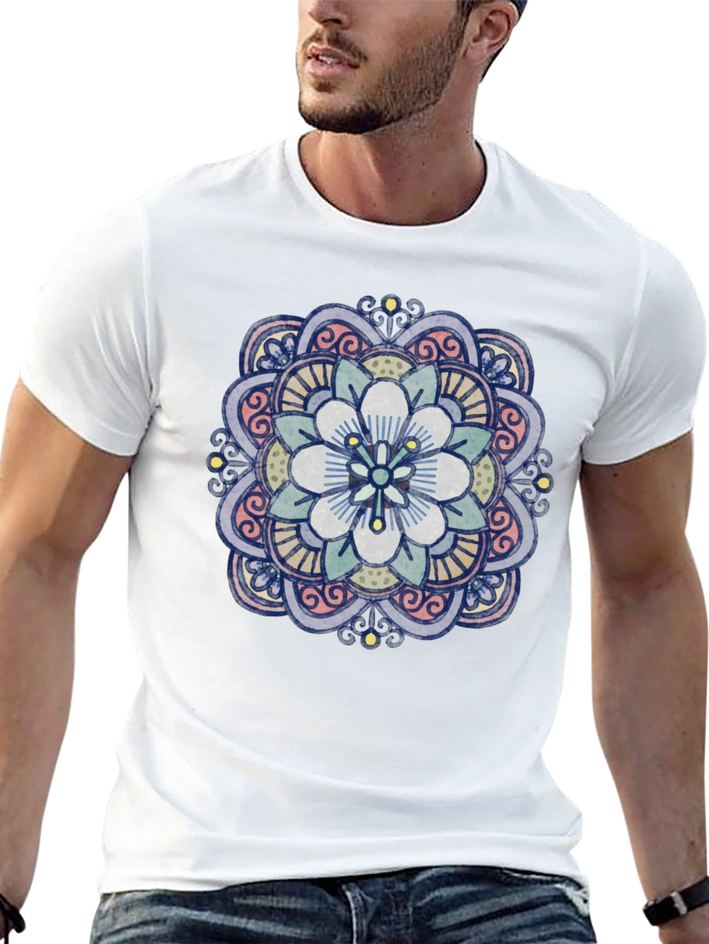 Floral Mandala Graphic T-Shirt - Black