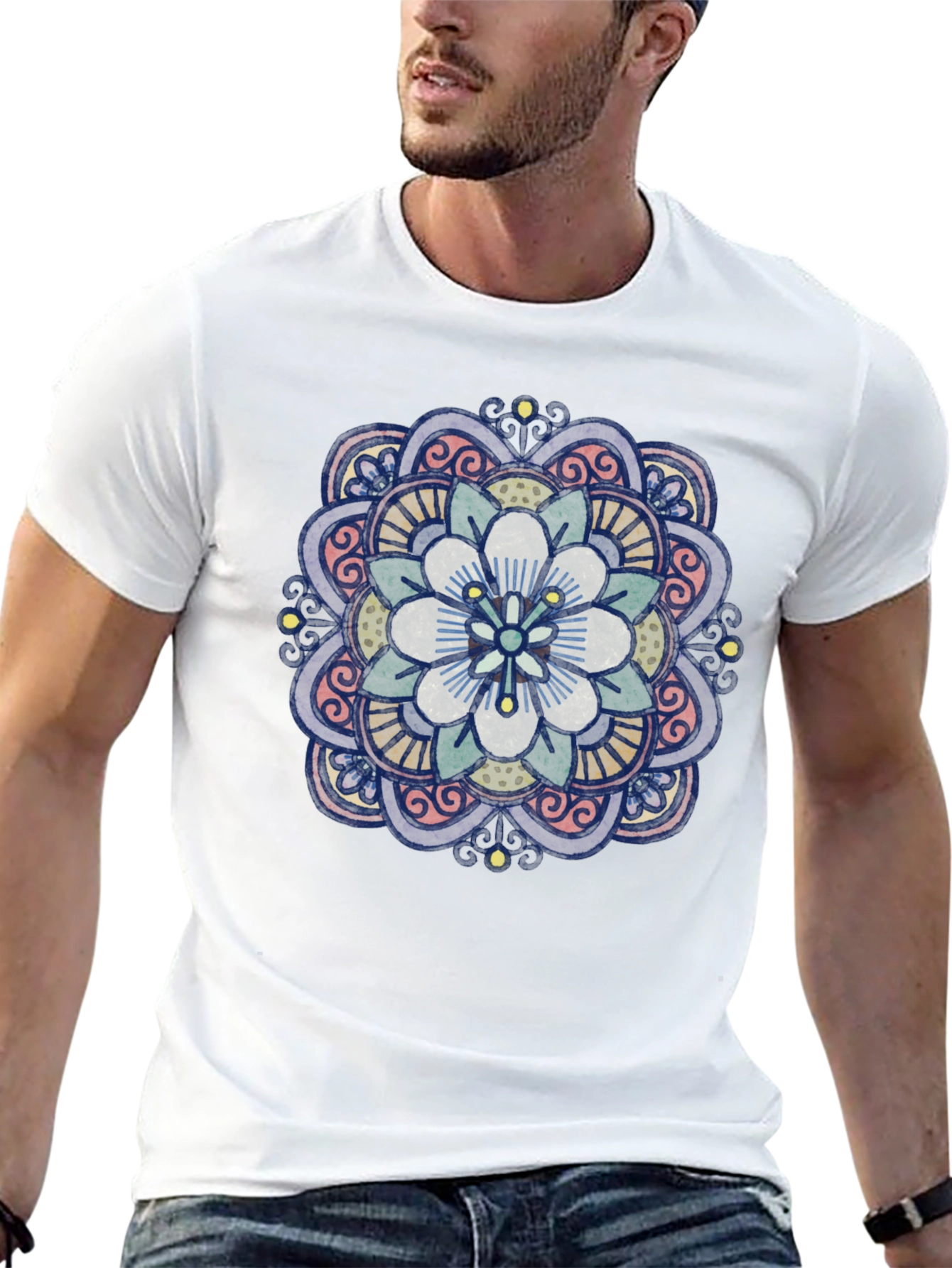 Floral Mandala Graphic T-Shirt - Black
