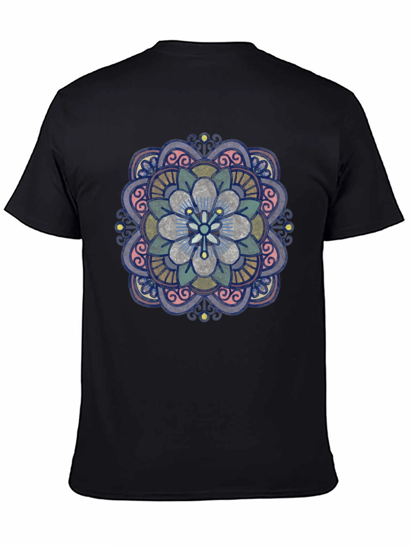 Floral Mandala Graphic T-Shirt - Black