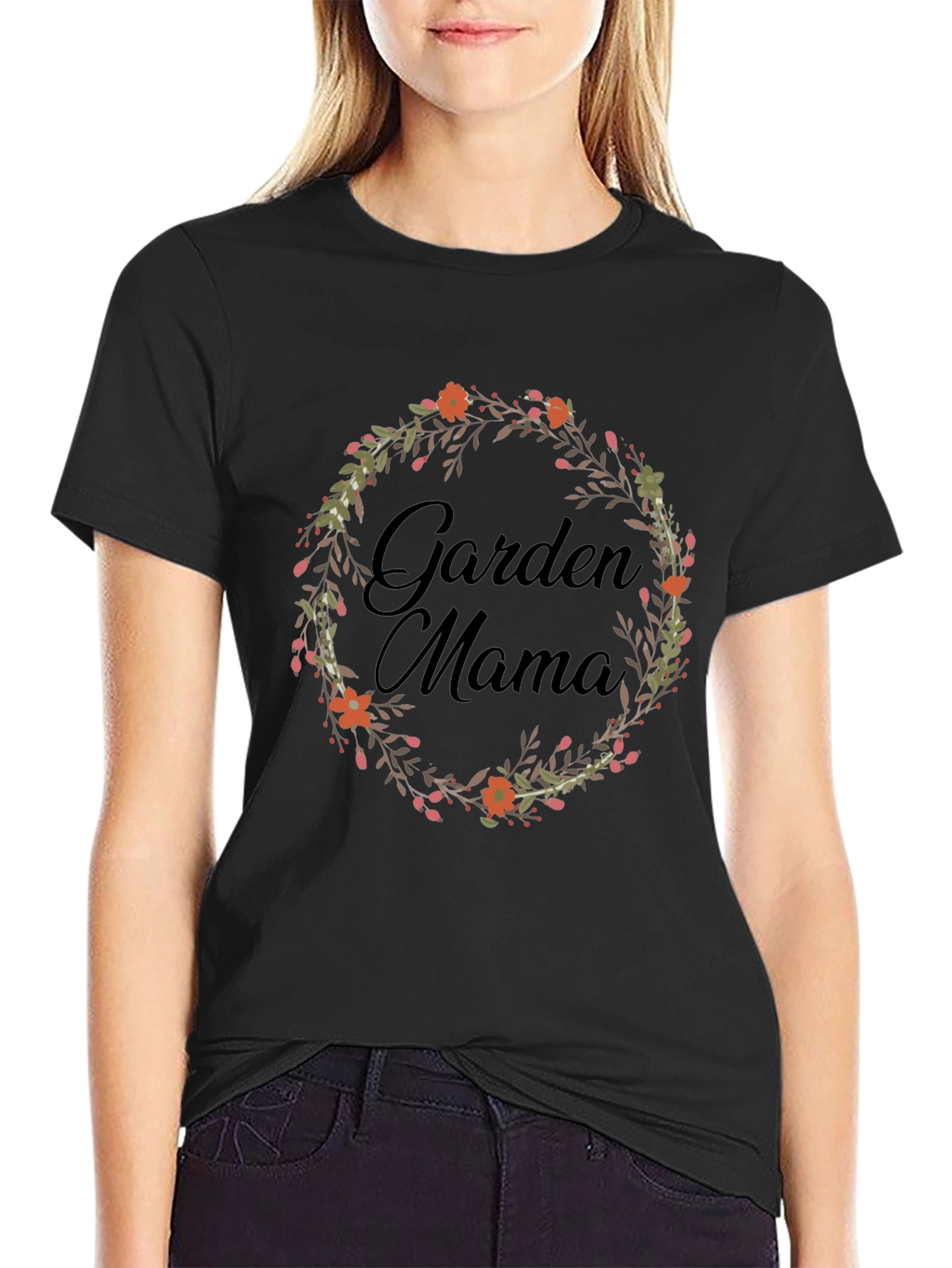 Garden Mama T-Shirt - Floral Wreath Design