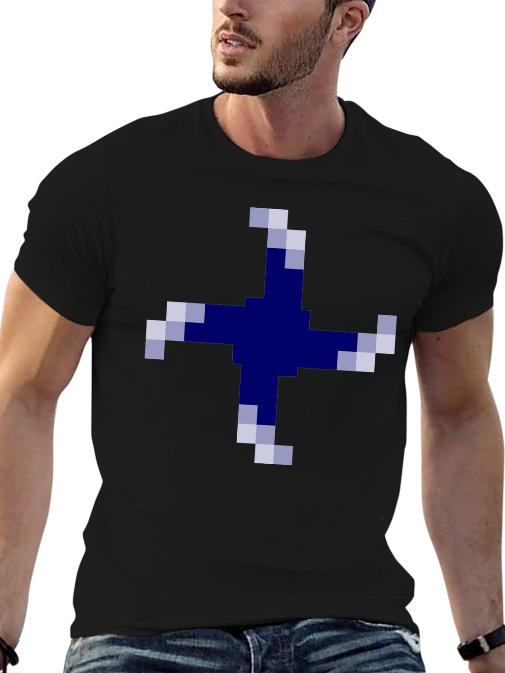 Pixelated Cross Graphic Tee - Casual Comfort
