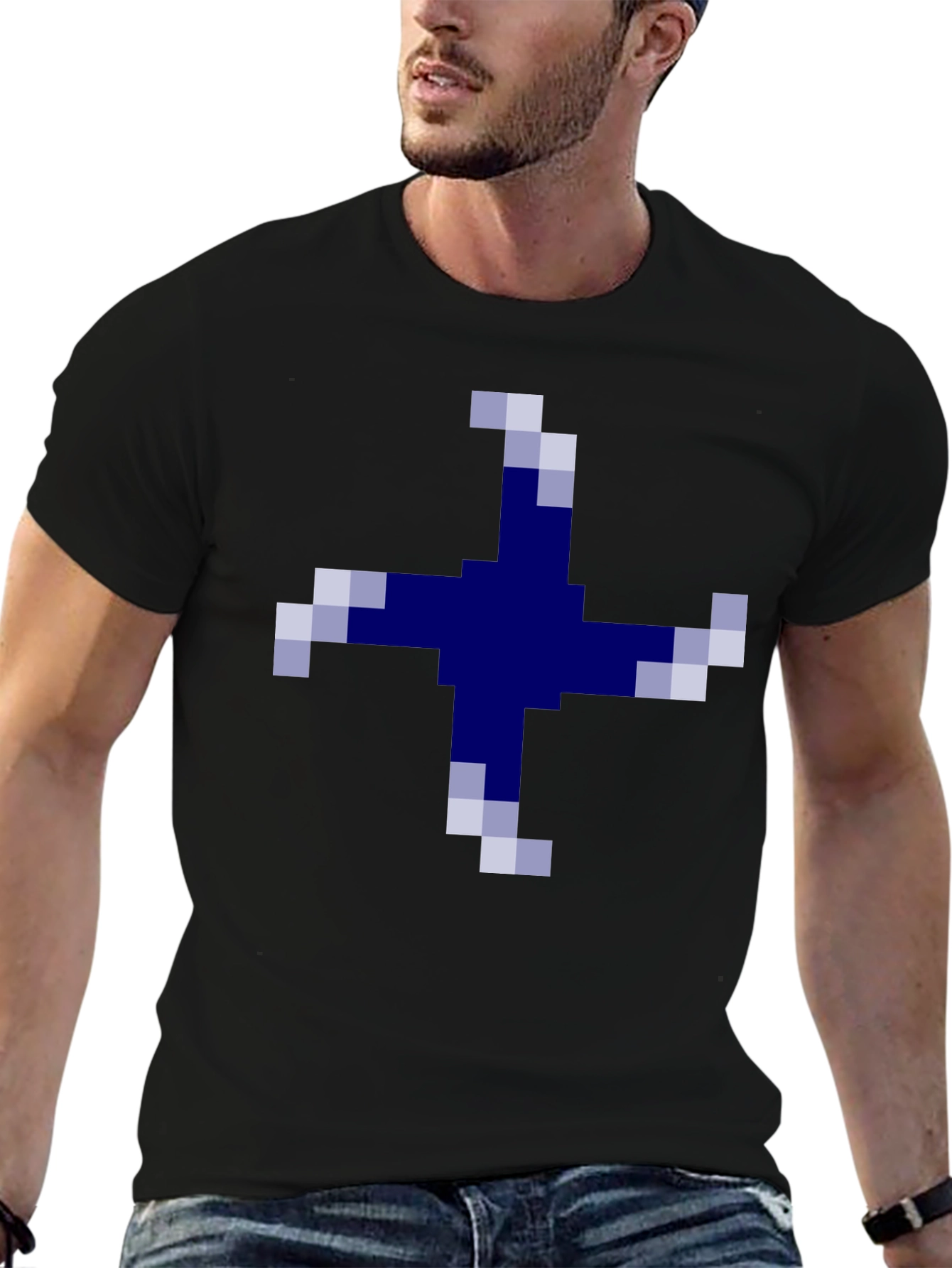 Pixelated Cross Graphic Tee - Casual Comfort