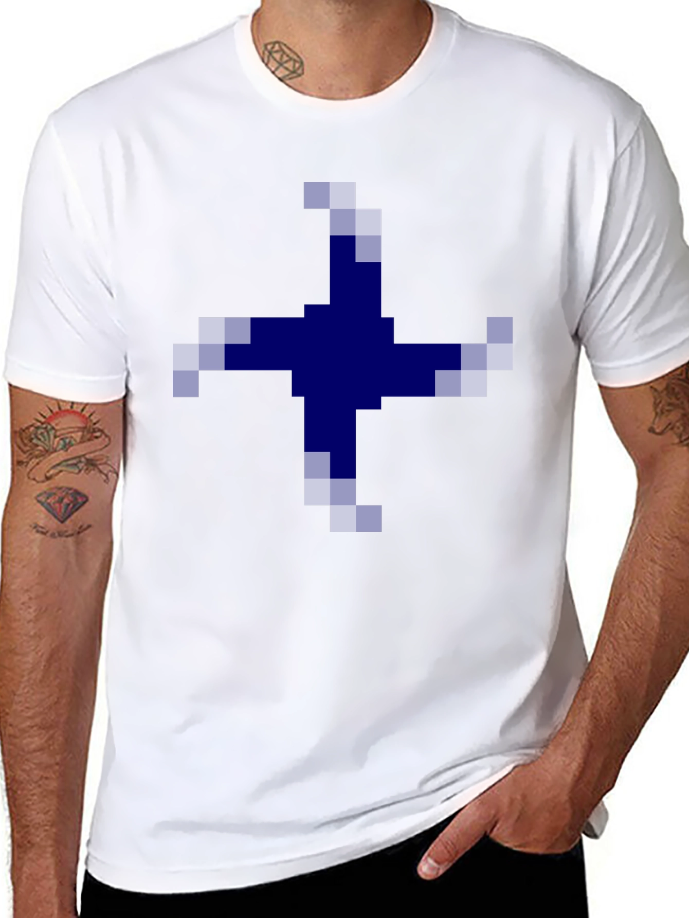 Pixelated Cross Graphic Tee - Casual Comfort