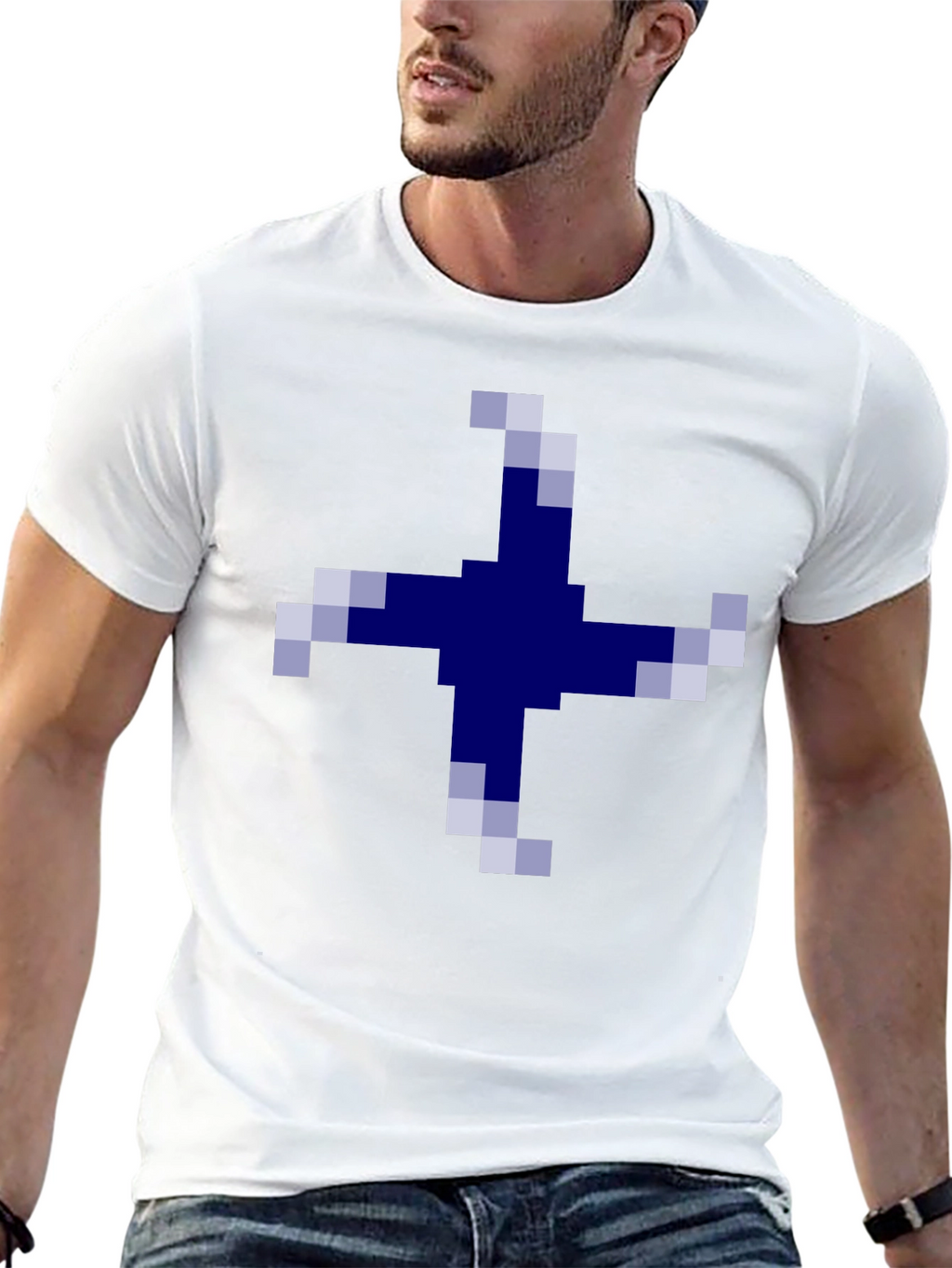 Pixelated Cross Graphic Tee - Casual Comfort