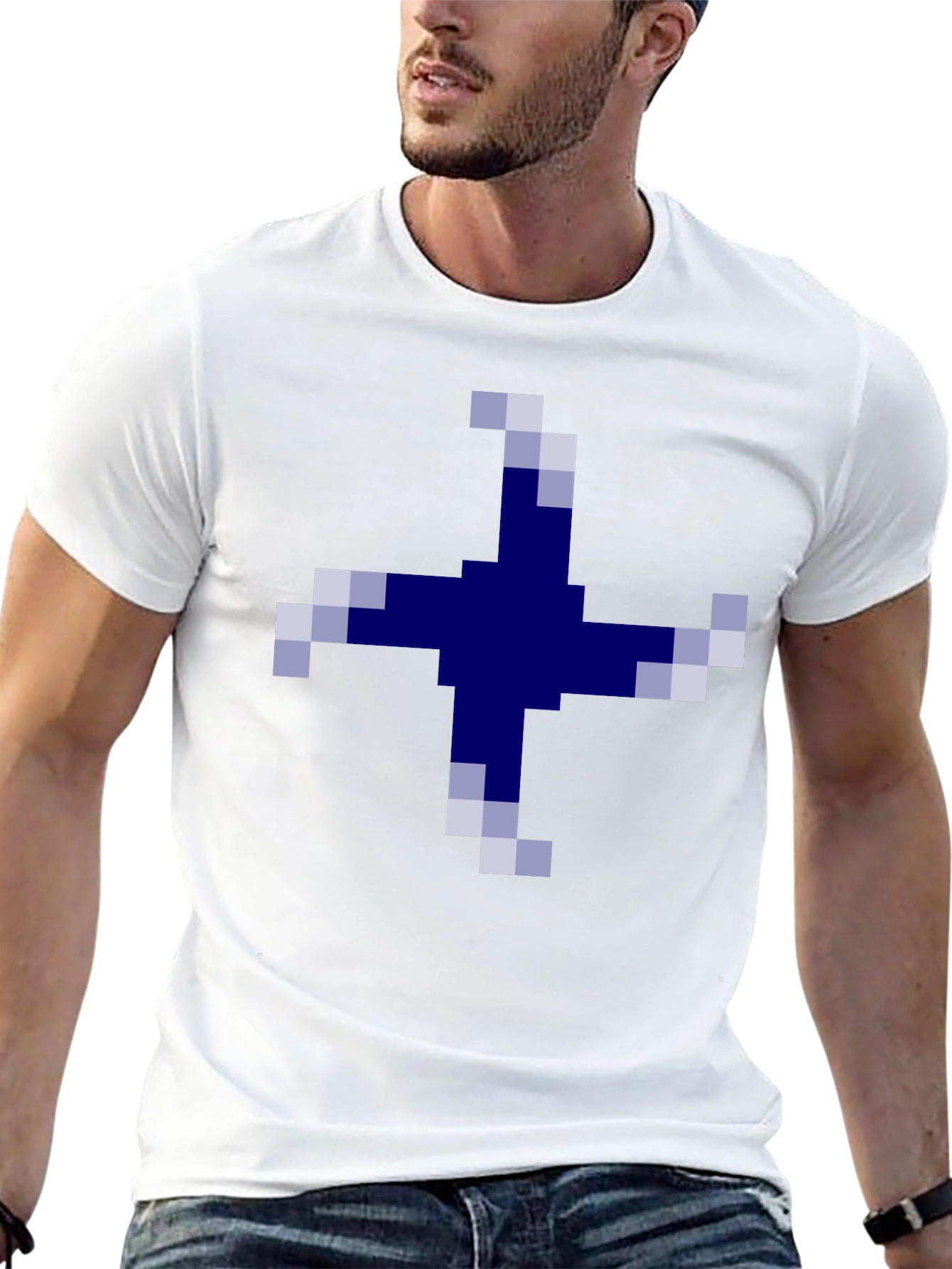 Pixelated Cross Graphic Tee - Casual Comfort