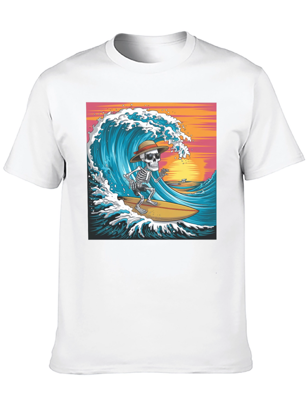Surfing Skeleton Graphic T-Shirt