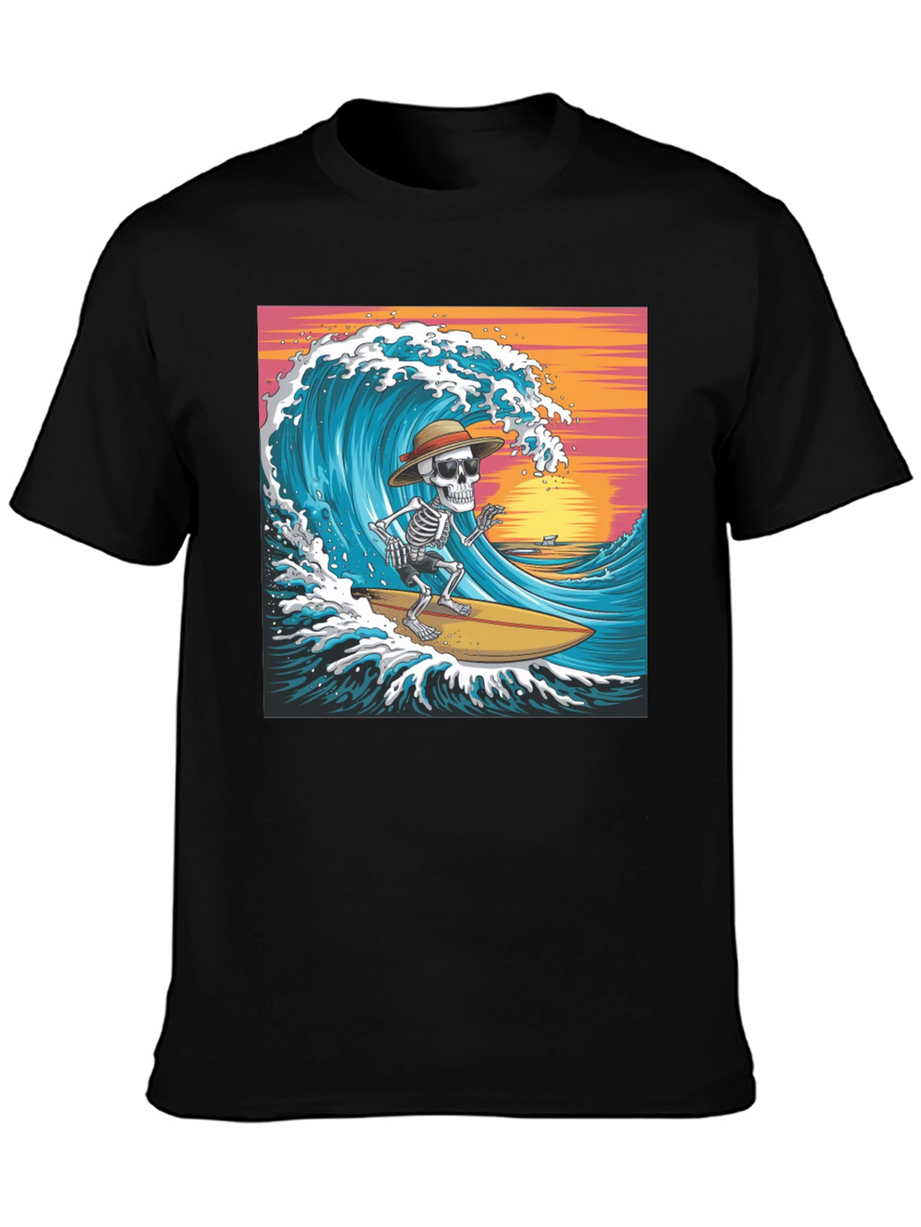 Surfing Skeleton Graphic T-Shirt