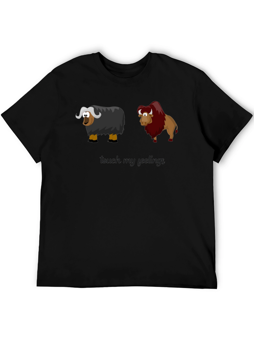 Cartoon Yak & Bison Graphic T-Shirt