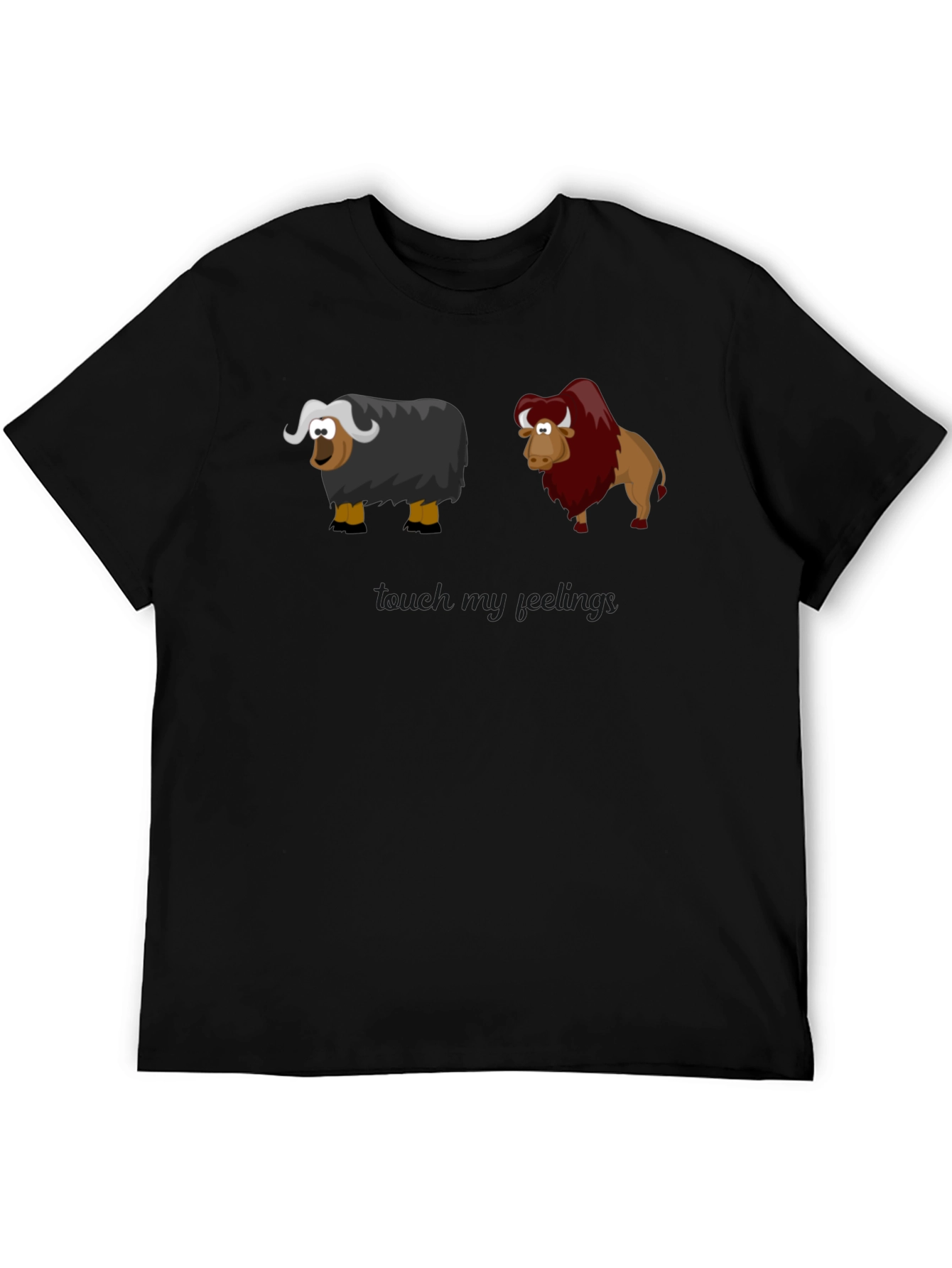 Cartoon Yak & Bison Graphic T-Shirt