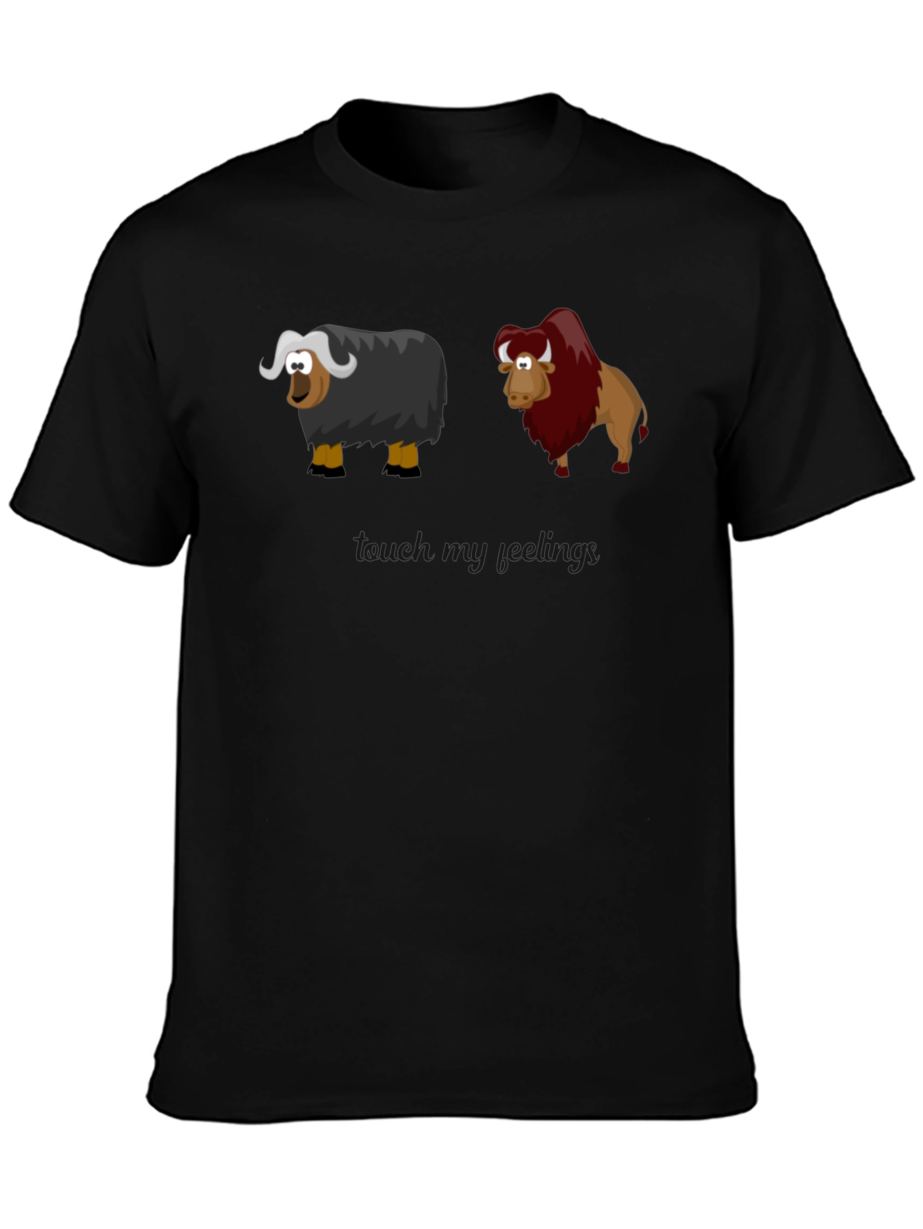 Cartoon Yak & Bison Graphic T-Shirt