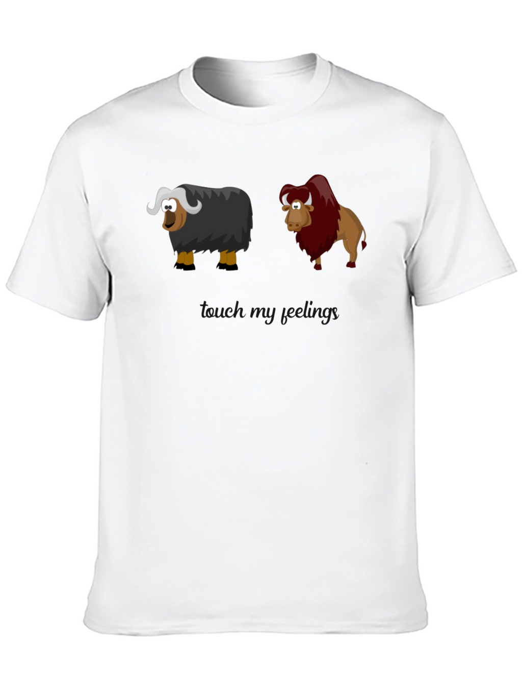 Cartoon Yak & Bison Graphic T-Shirt