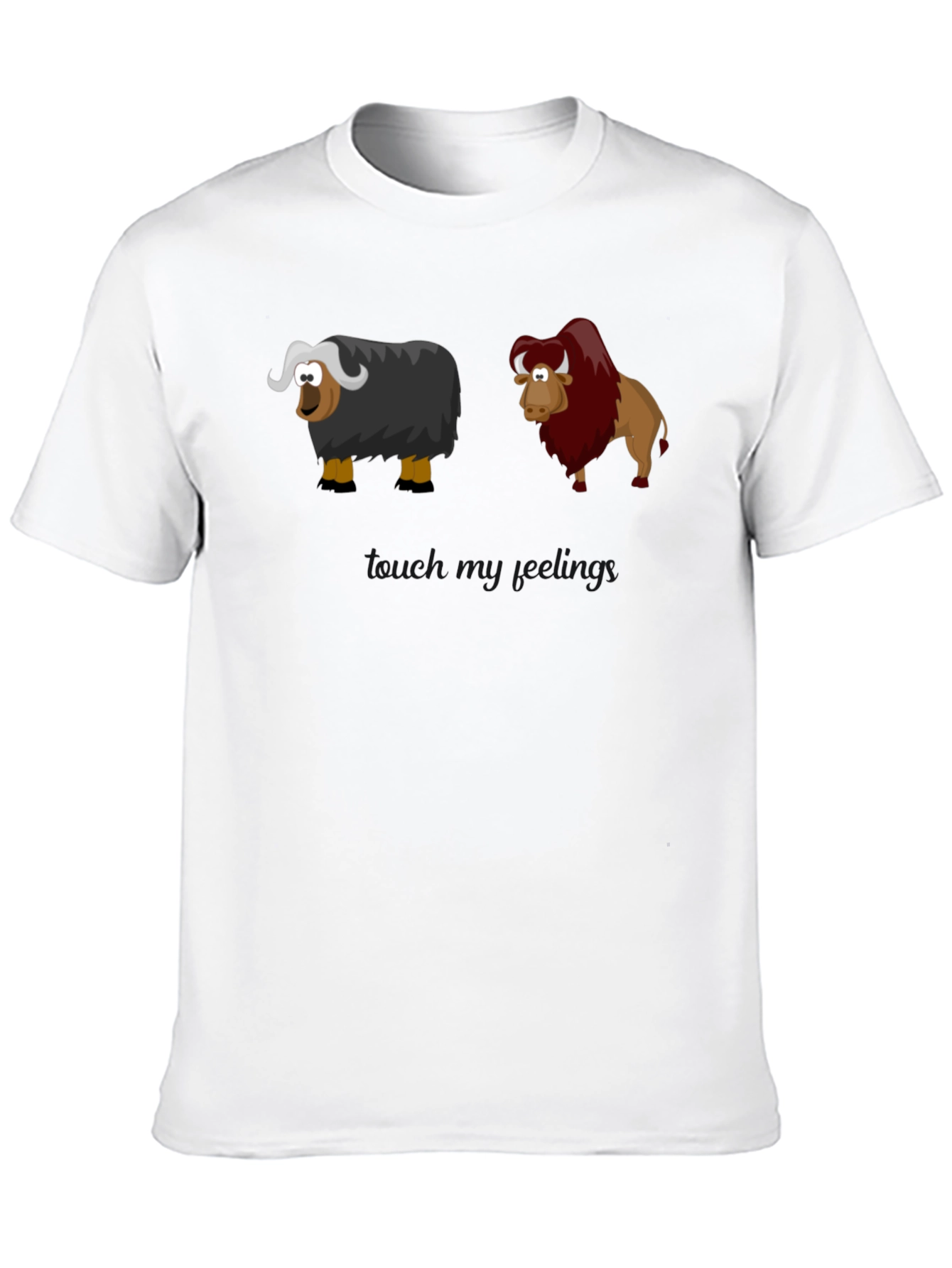Cartoon Yak & Bison Graphic T-Shirt