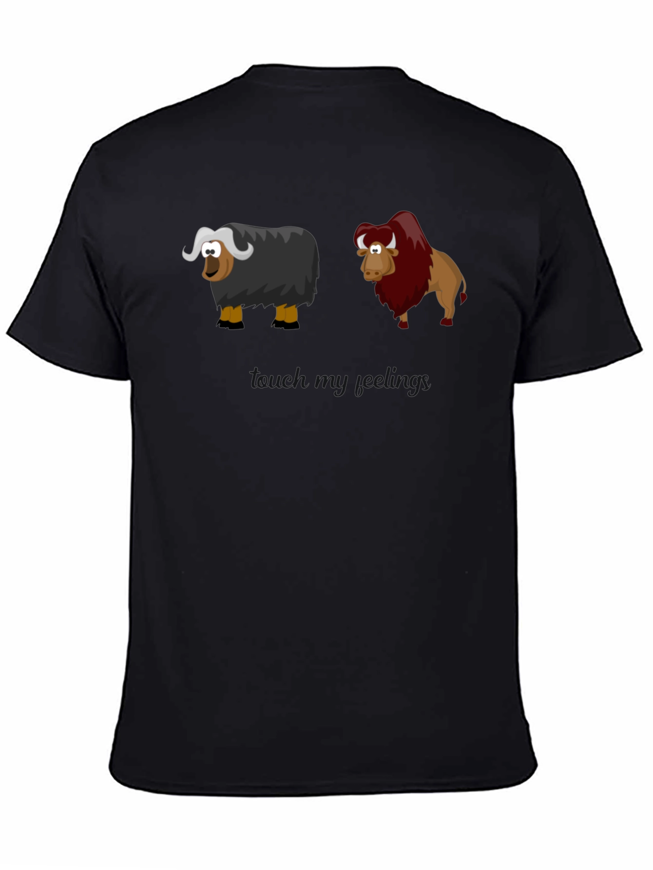 Cartoon Yak & Bison Graphic T-Shirt