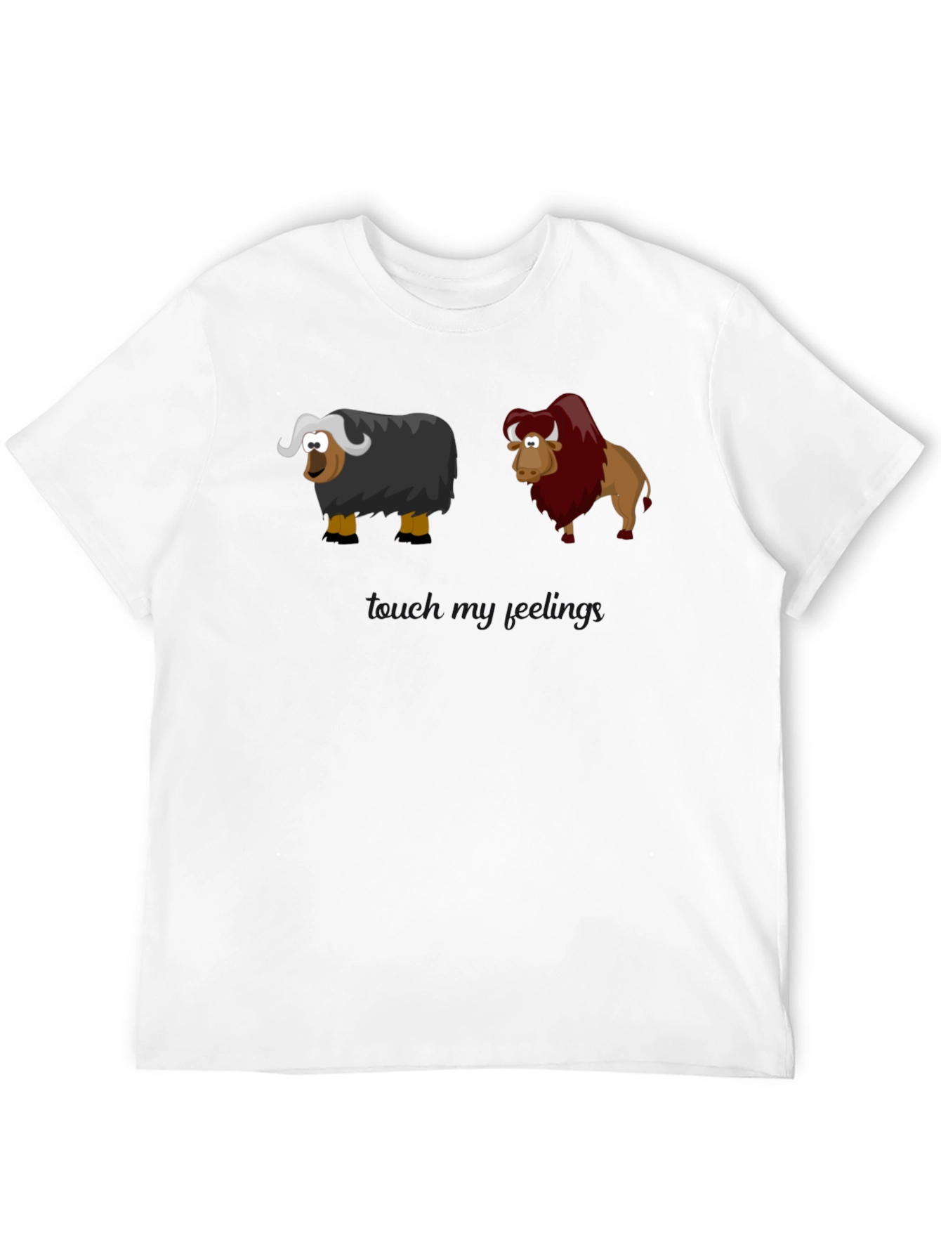 Cartoon Yak & Bison Graphic T-Shirt