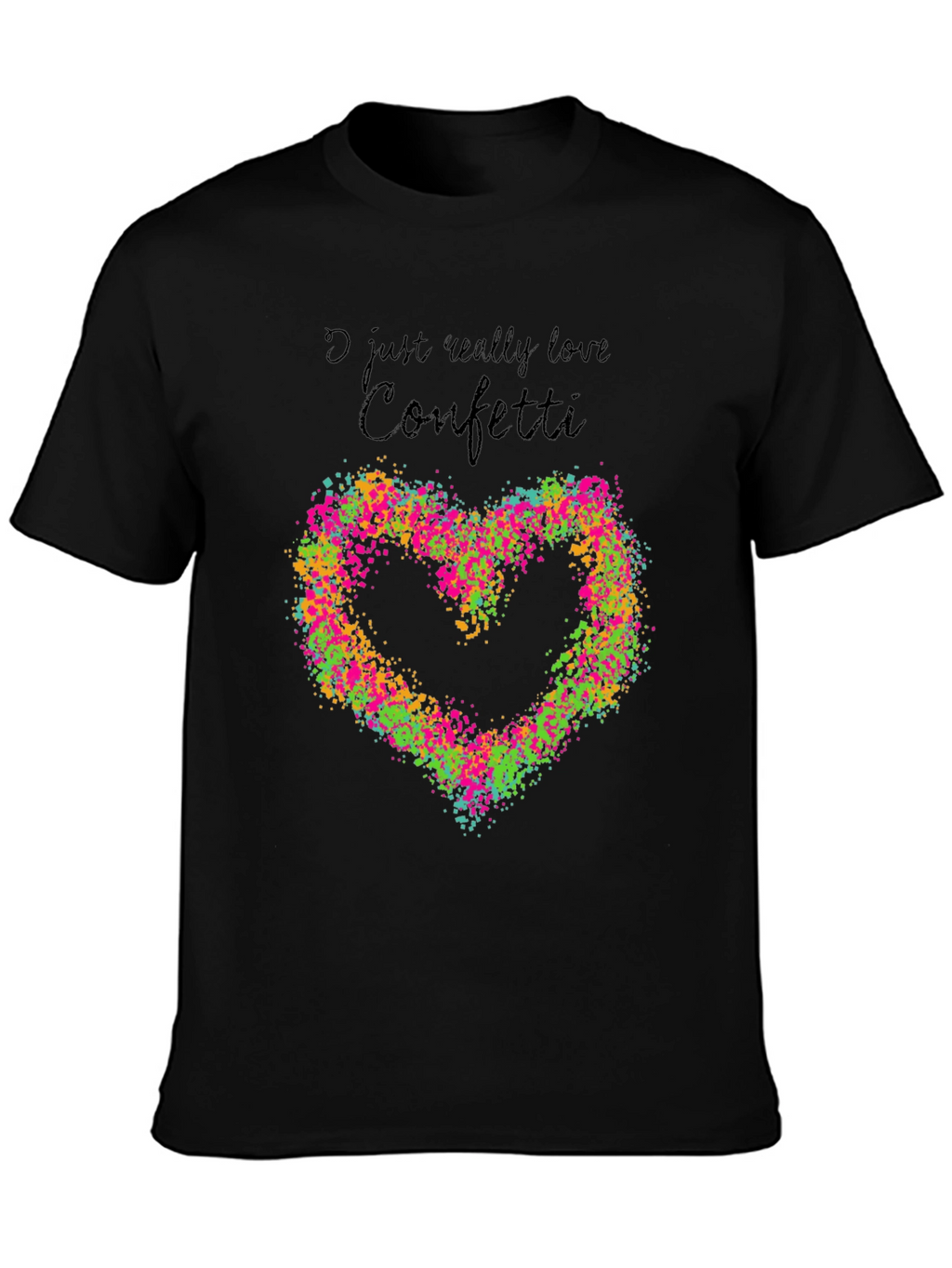 I Love Confetti Heart Graphic Tee - Black