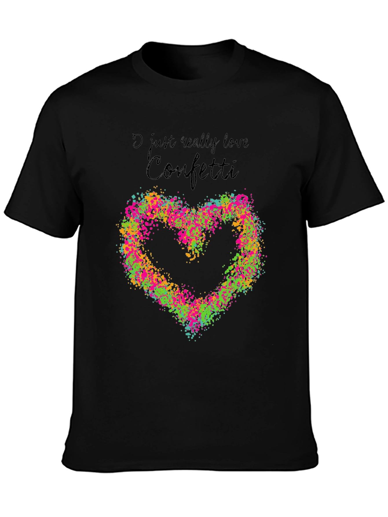 I Love Confetti Heart Graphic Tee - Black
