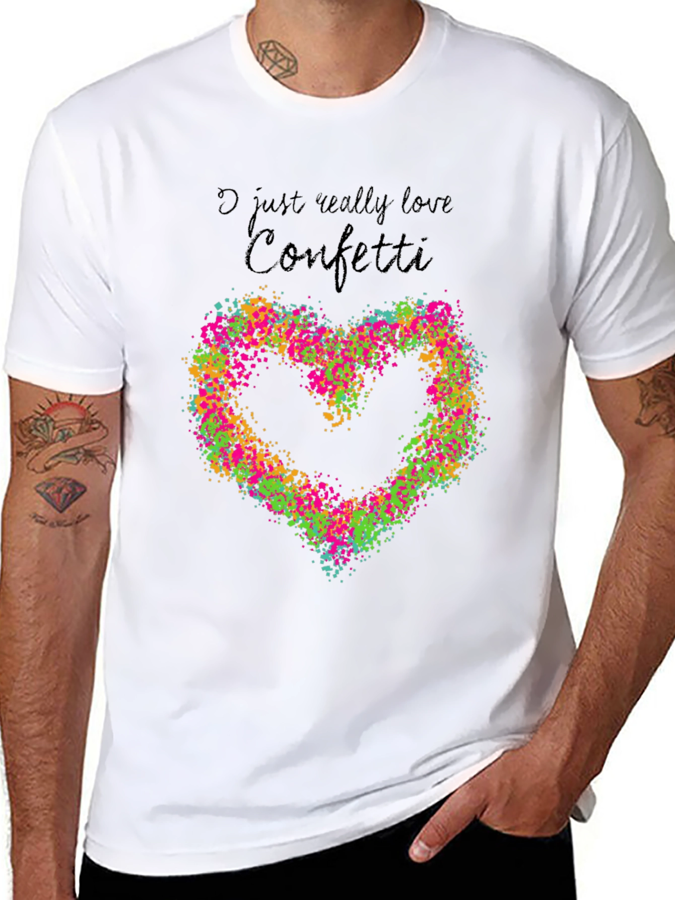 I Love Confetti Heart Graphic Tee - Black