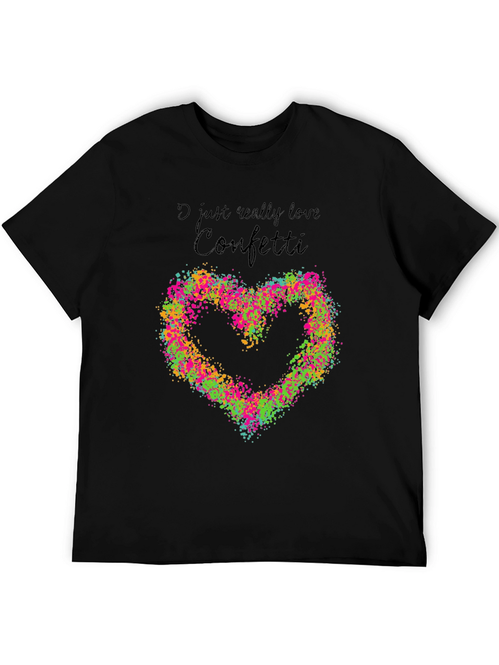 I Love Confetti Heart Graphic Tee - Black