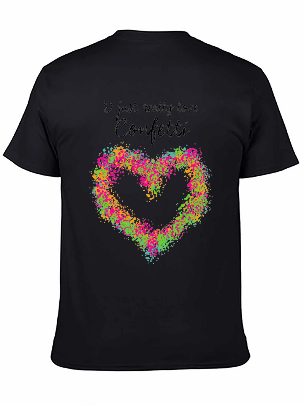 I Love Confetti Heart Graphic Tee - Black