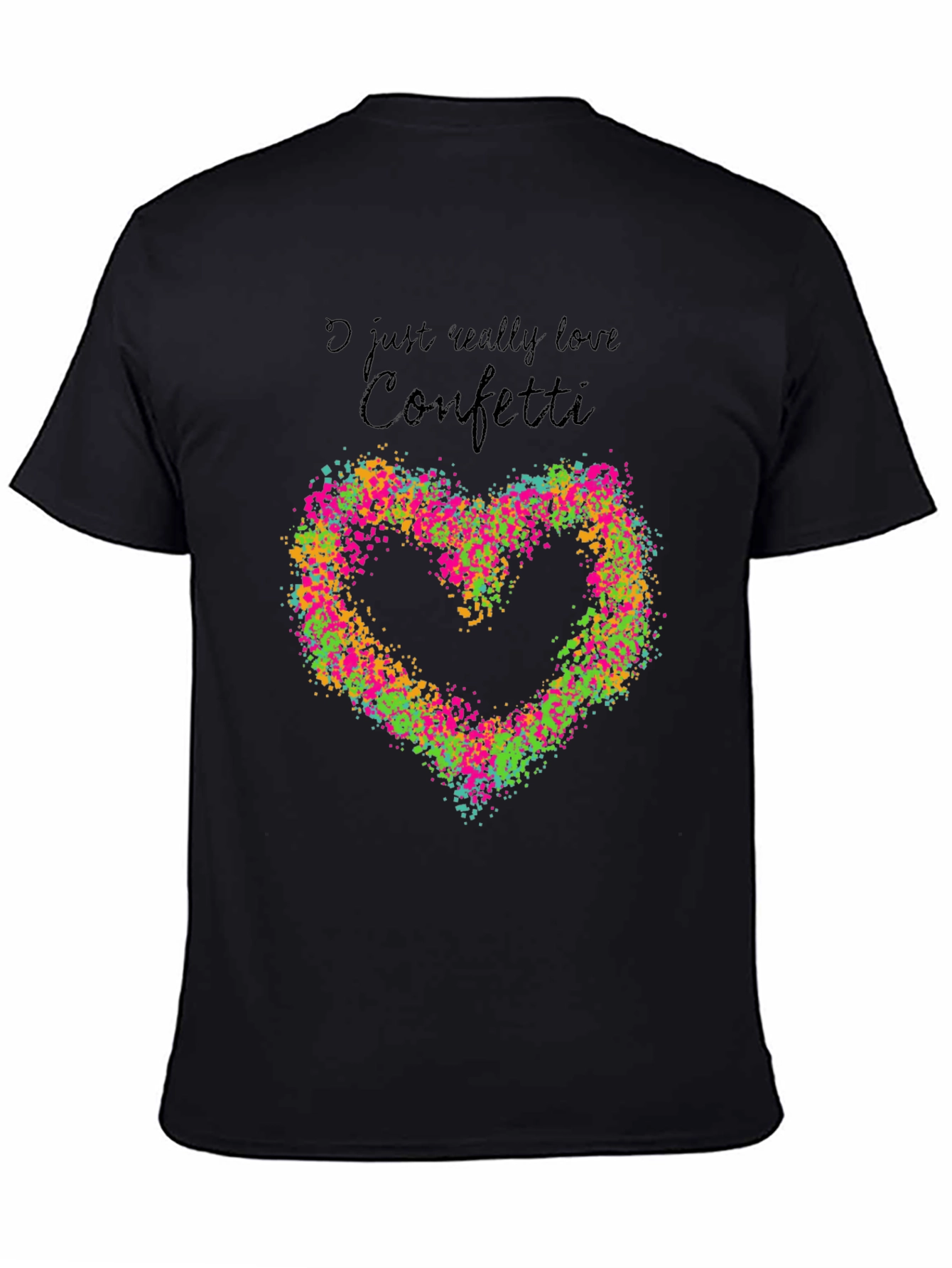 I Love Confetti Heart Graphic Tee - Black