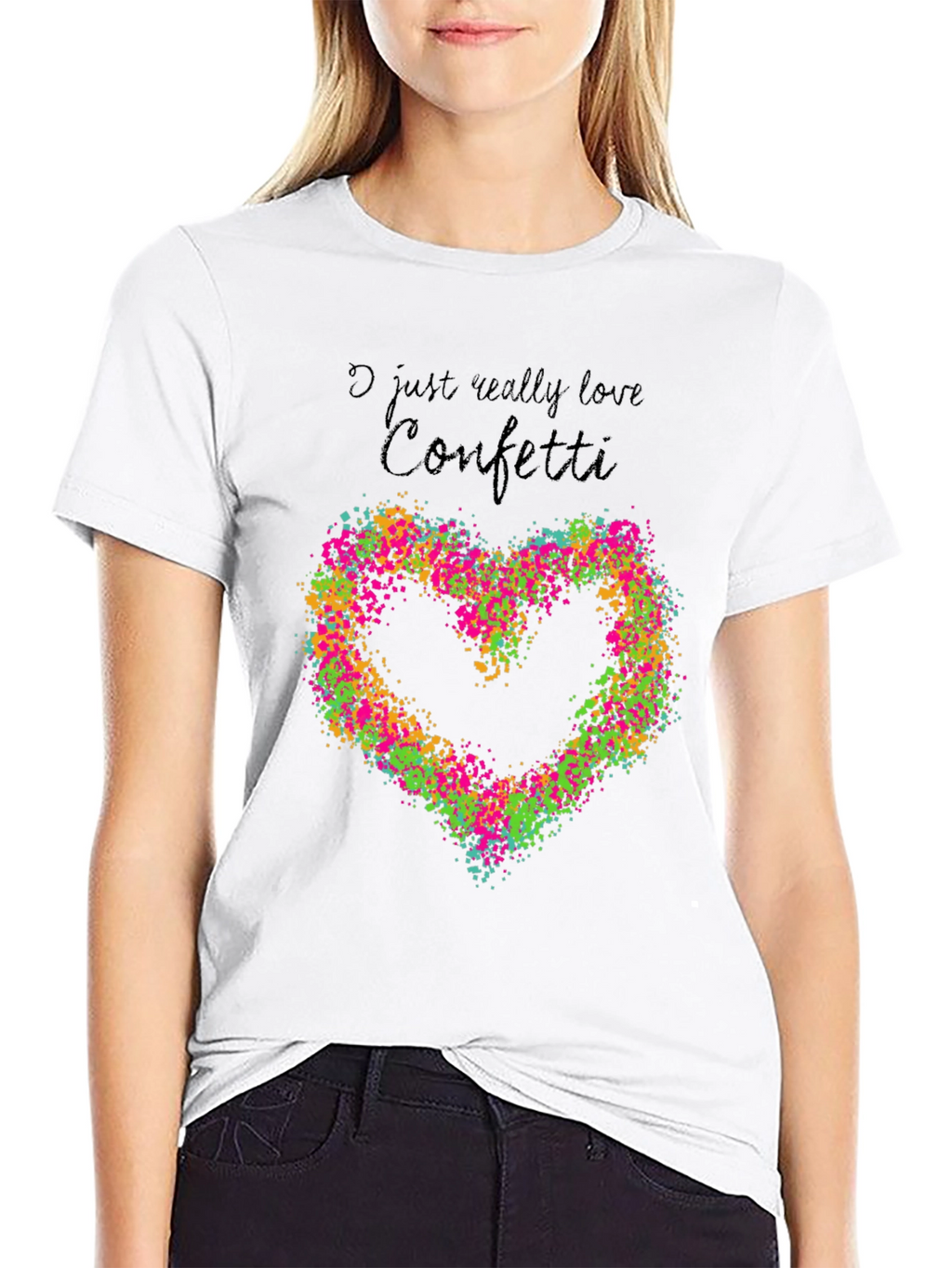 I Love Confetti Heart Graphic Tee - Black