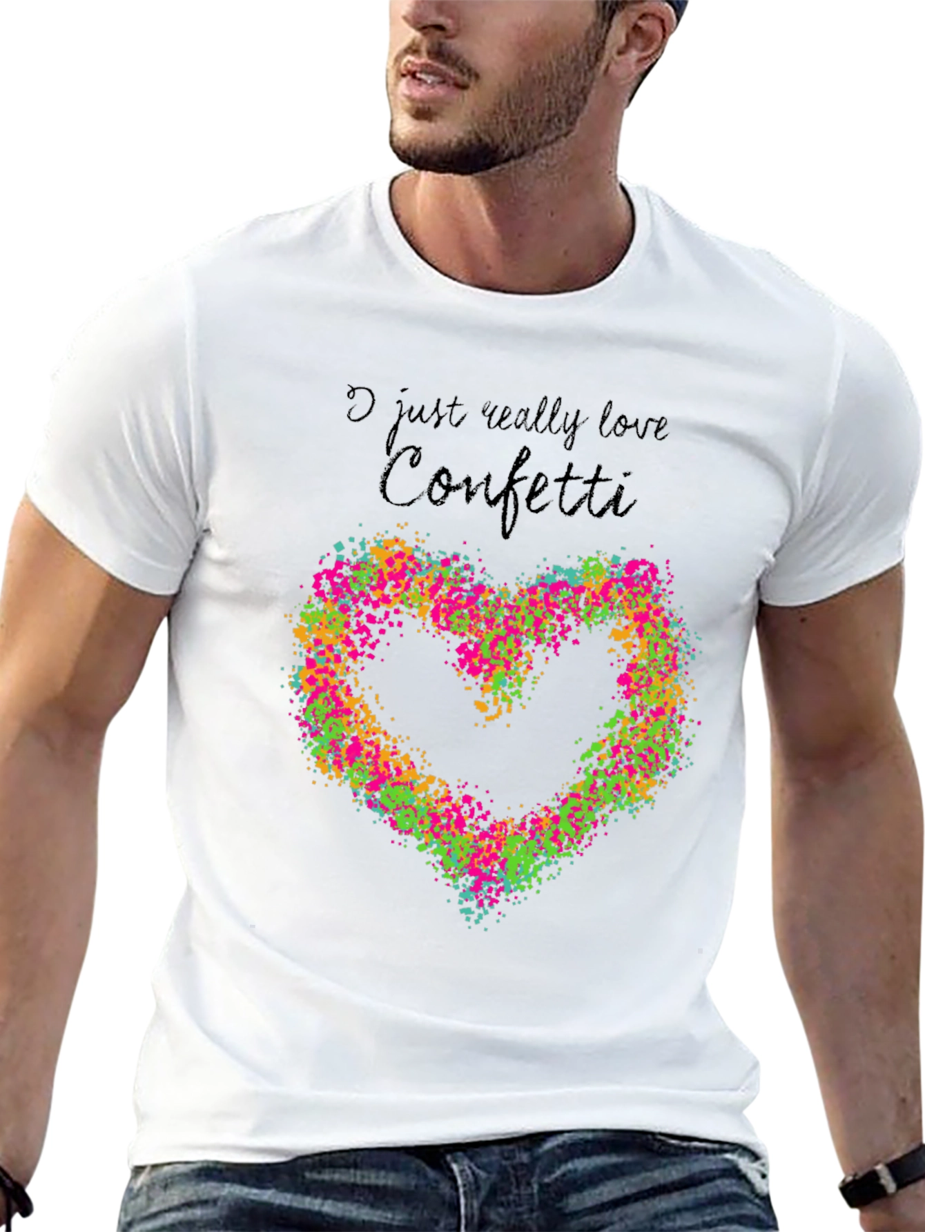 I Love Confetti Heart Graphic Tee - Black