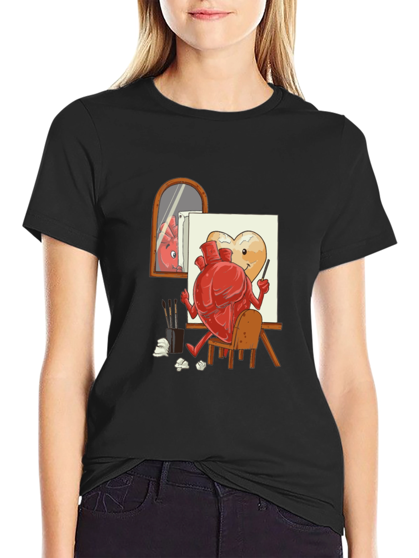 Artsy Heart Black T-Shirt