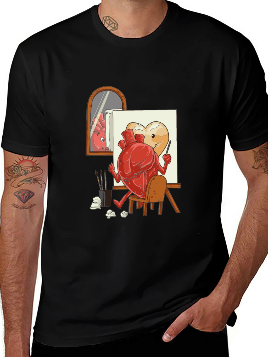 Artsy Heart Black T-Shirt