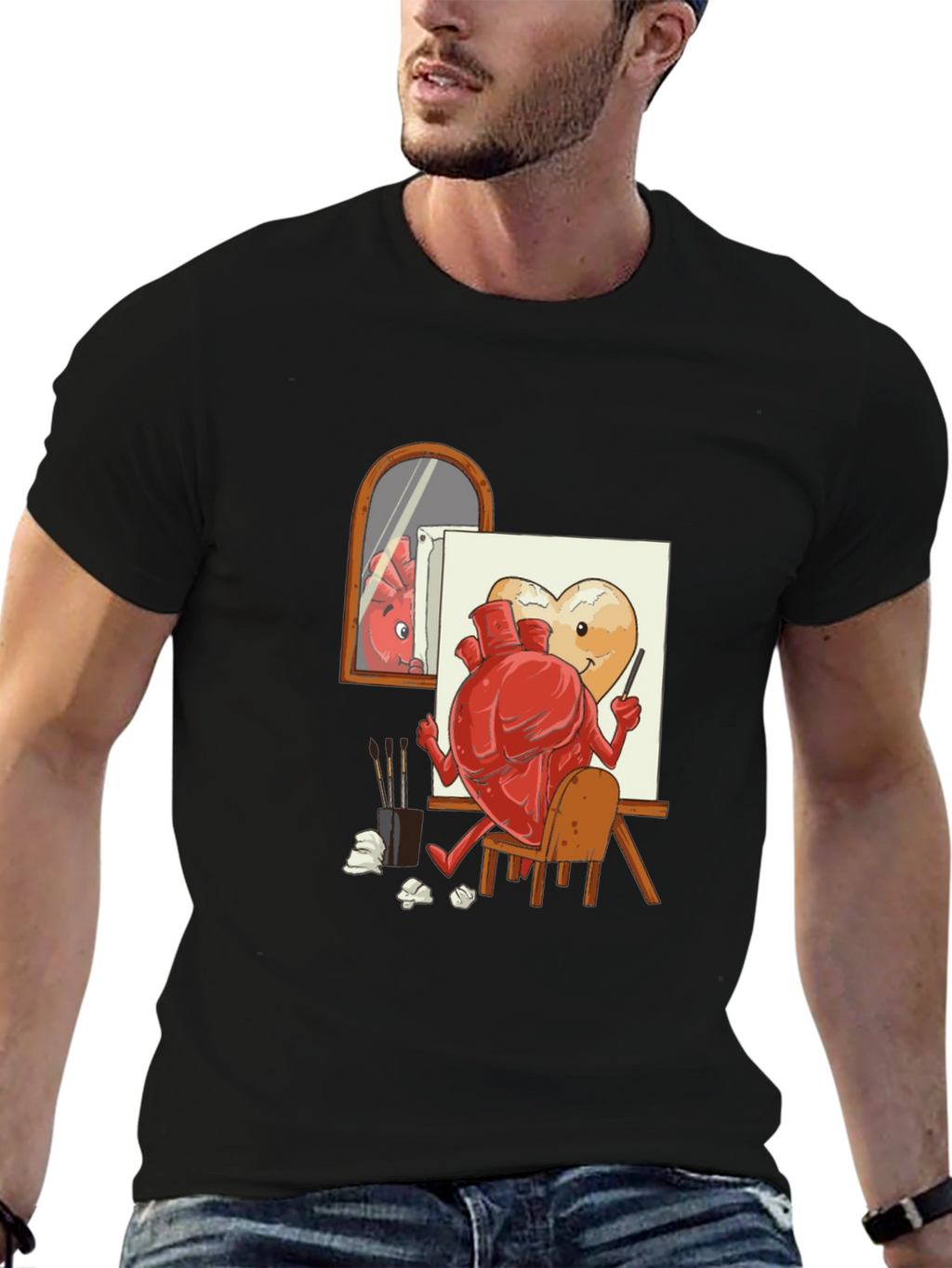 Artsy Heart Black T-Shirt