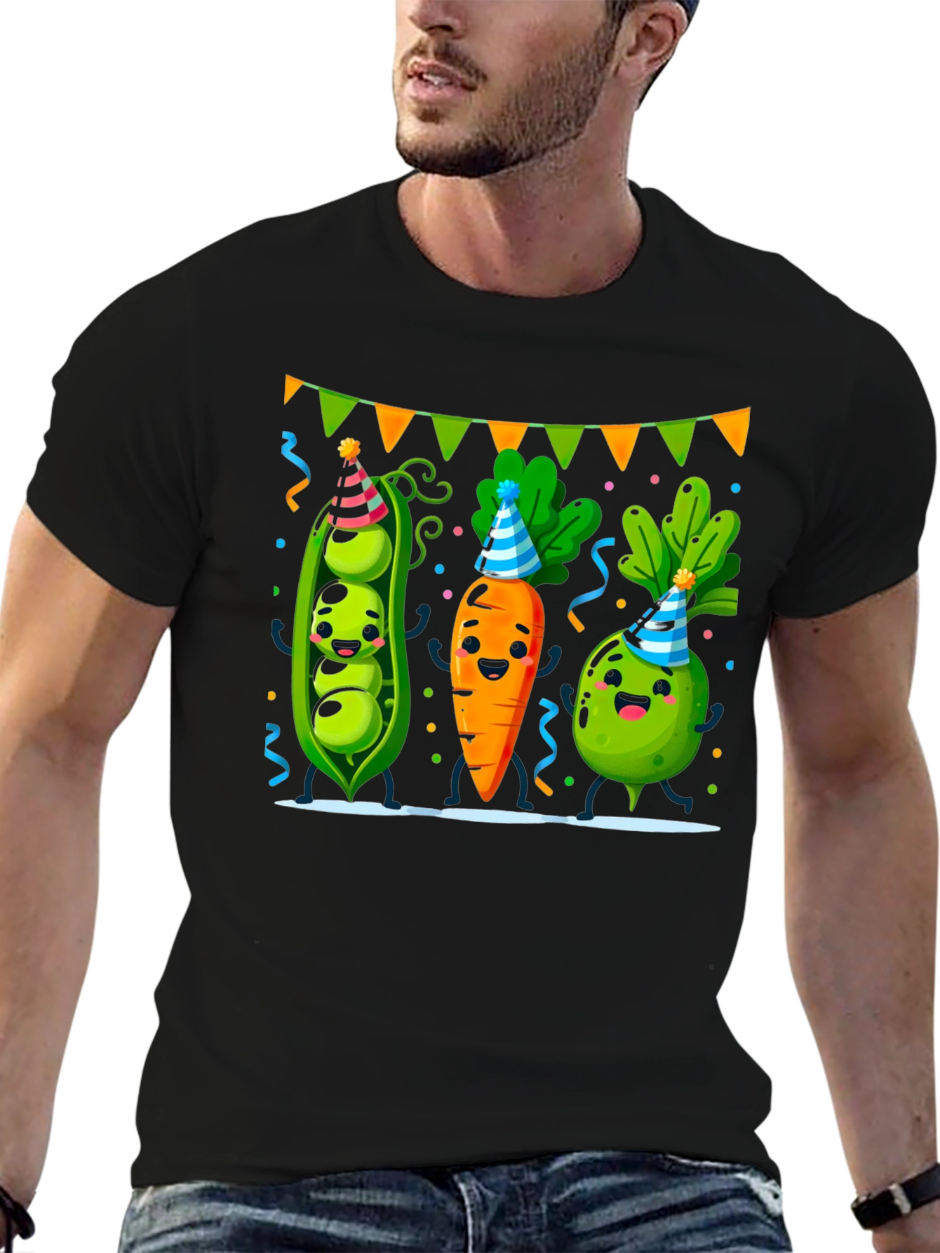 Party Veggies Black T-Shirt