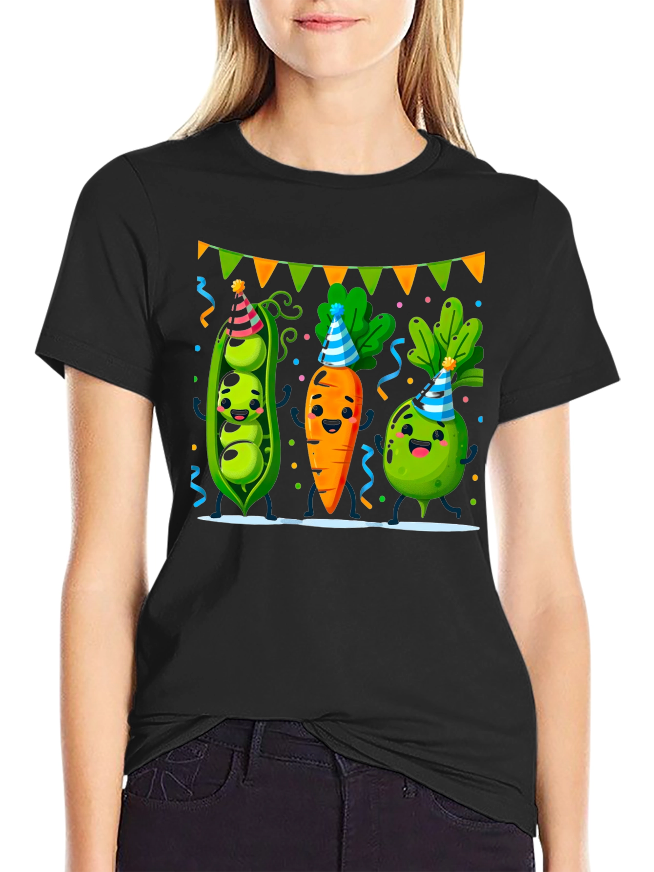 Party Veggies Black T-Shirt