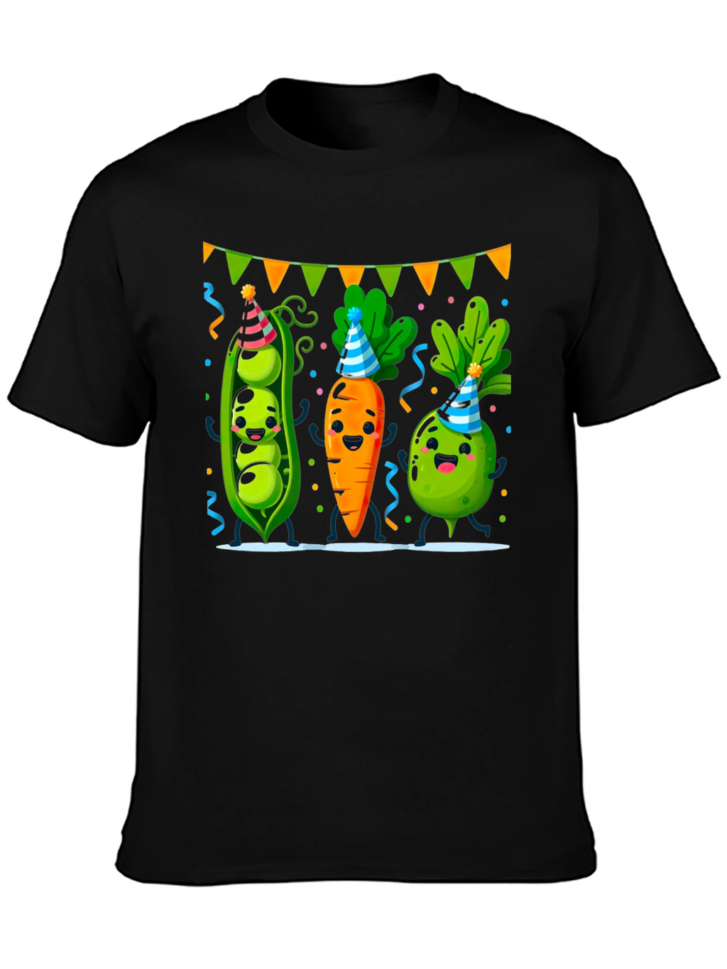 Party Veggies Black T-Shirt