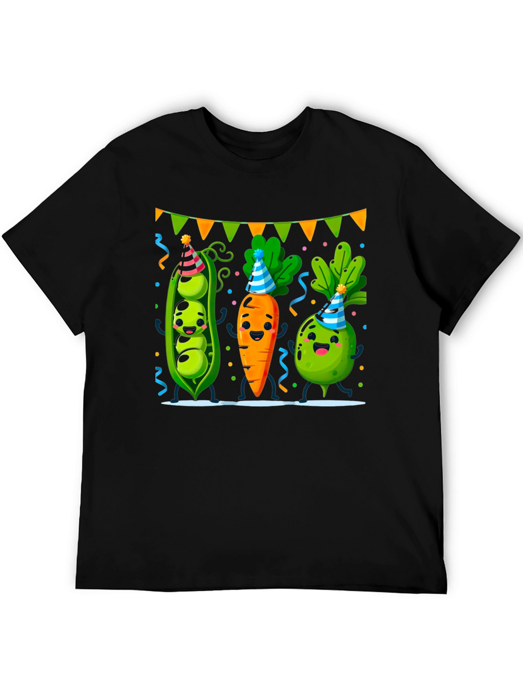 Party Veggies Black T-Shirt