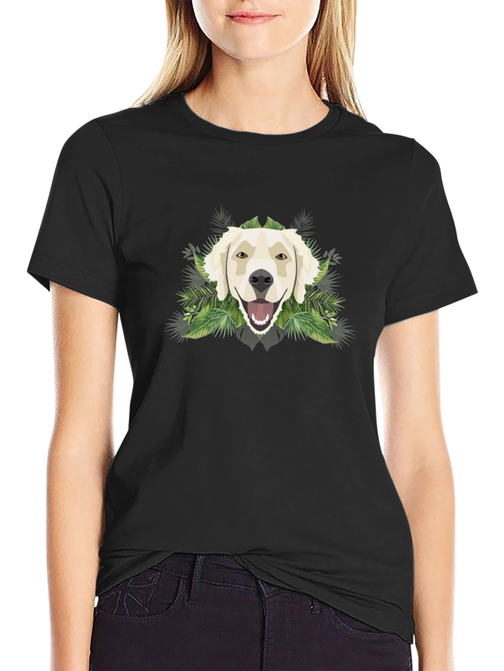 Golden Retriever Graphic Tee - Tropical Dog T-Shirt