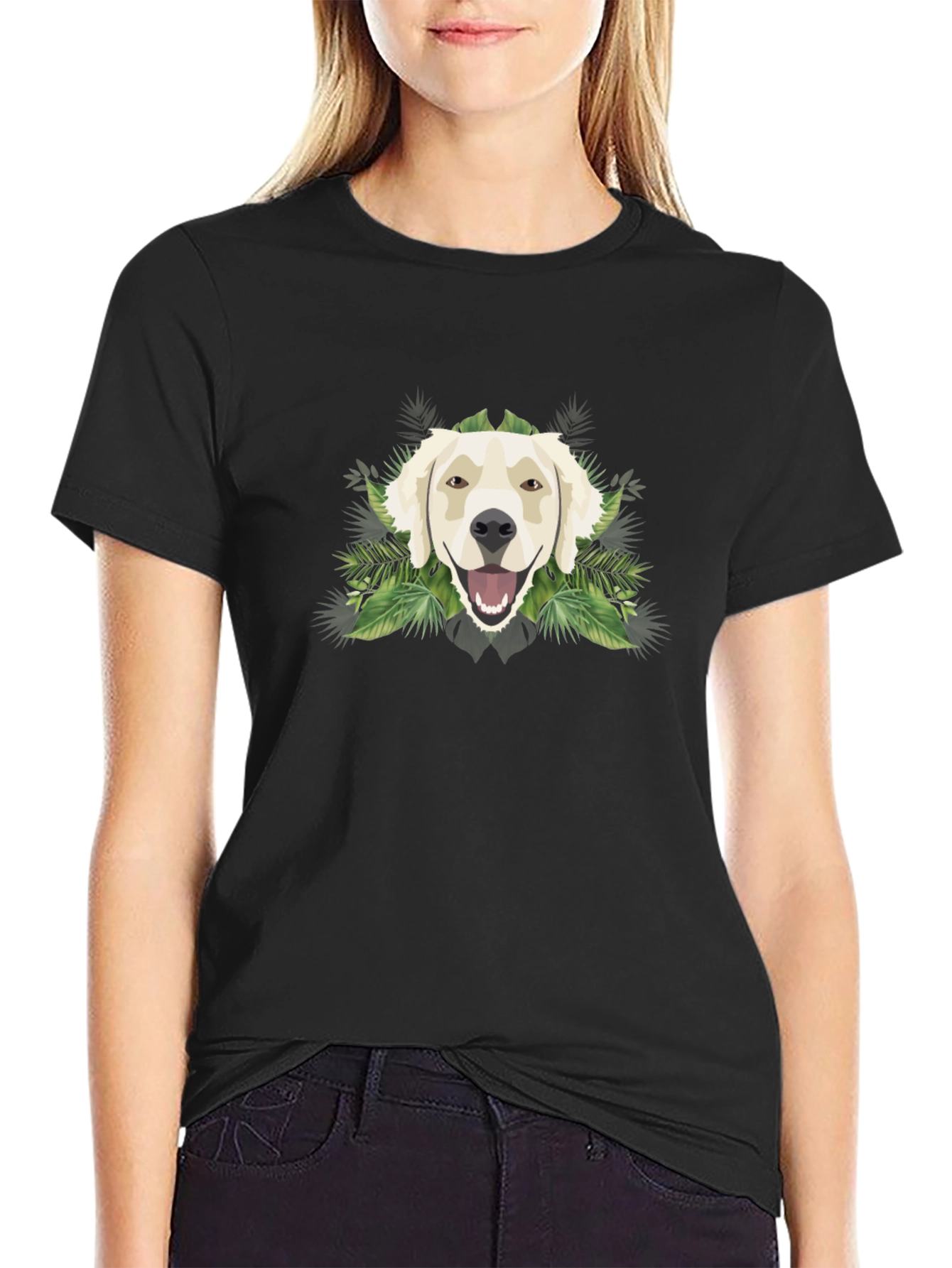 Golden Retriever Graphic Tee - Tropical Dog T-Shirt