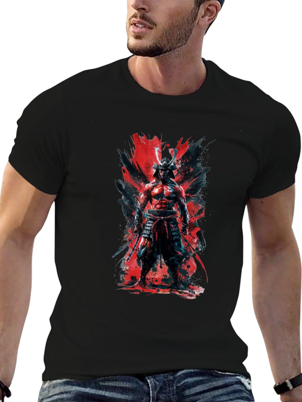 Samurai Warrior Graphic T-Shirt - Bold Black Tee