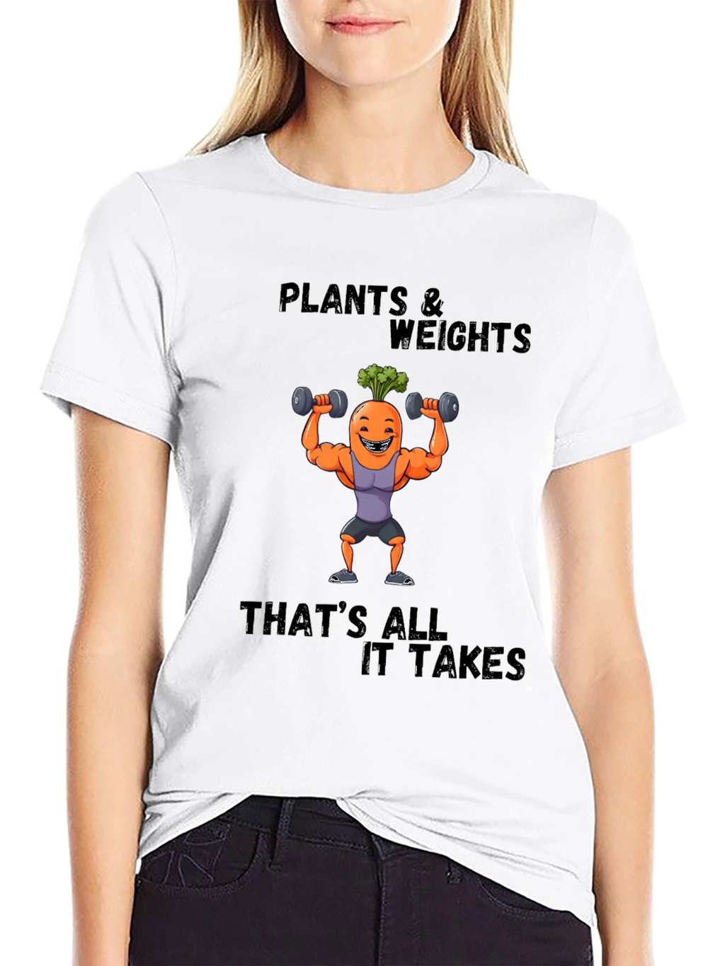 Plants & Weights Graphic Tee - Funny Fitness Shirt