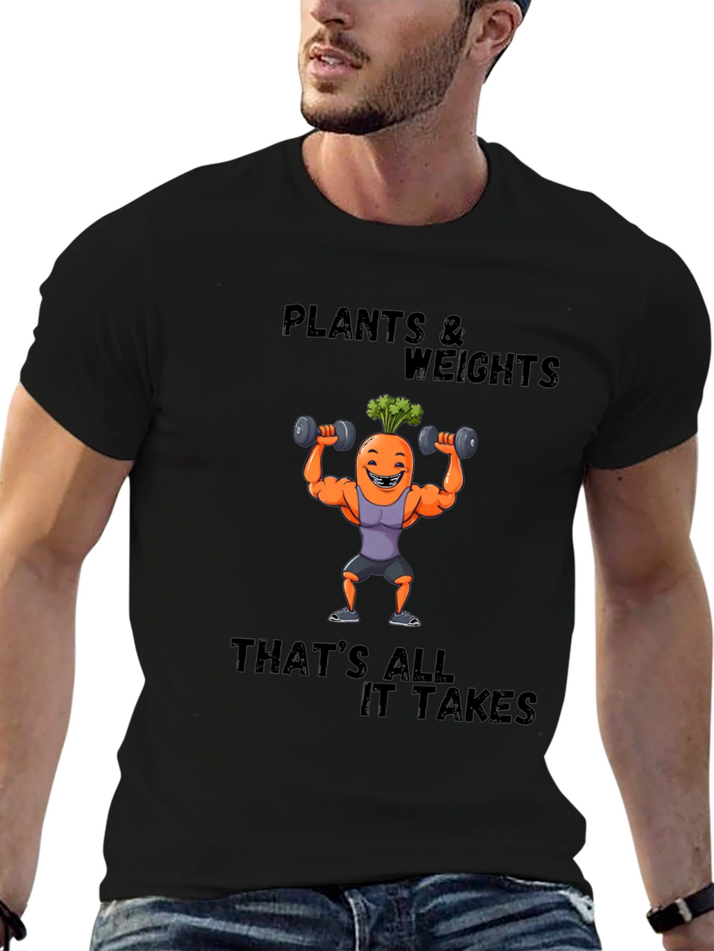 Plants & Weights Graphic Tee - Funny Fitness Shirt