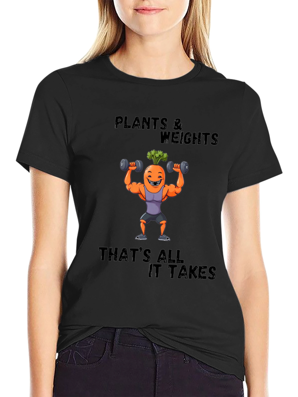 Plants & Weights Graphic Tee - Funny Fitness Shirt