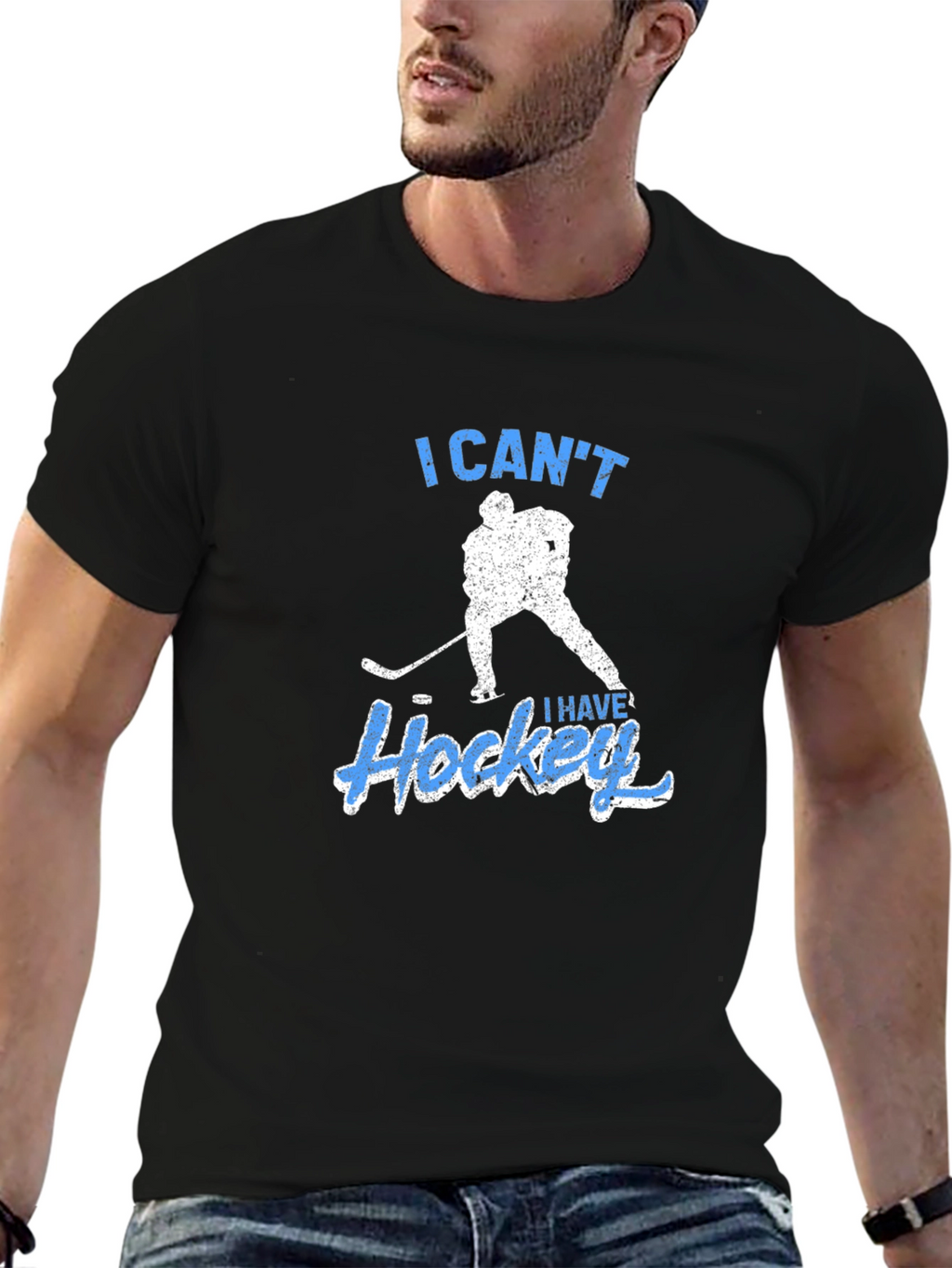 I Cant I Have Hockey Black T-Shirt