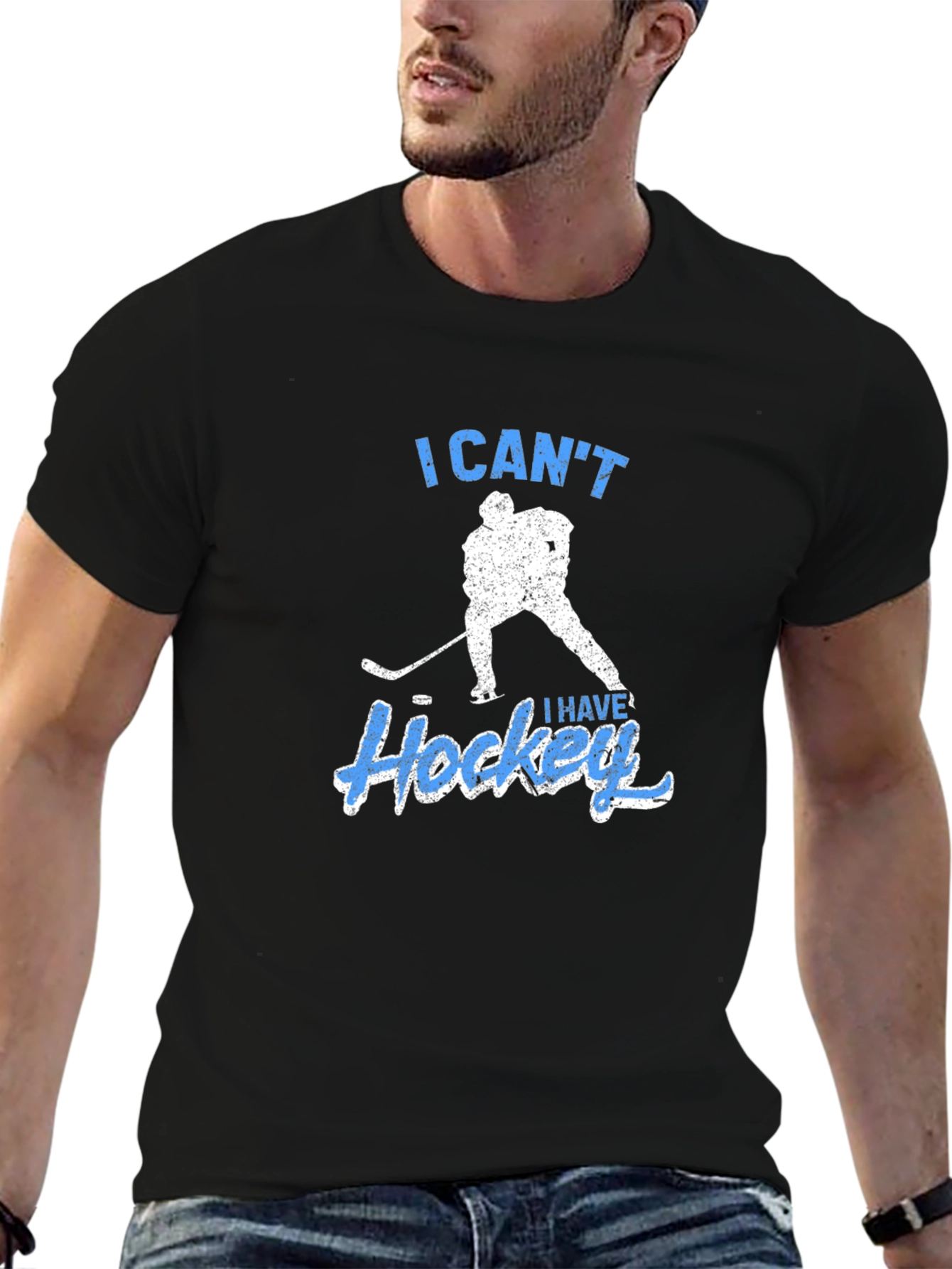 I Cant I Have Hockey Black T-Shirt