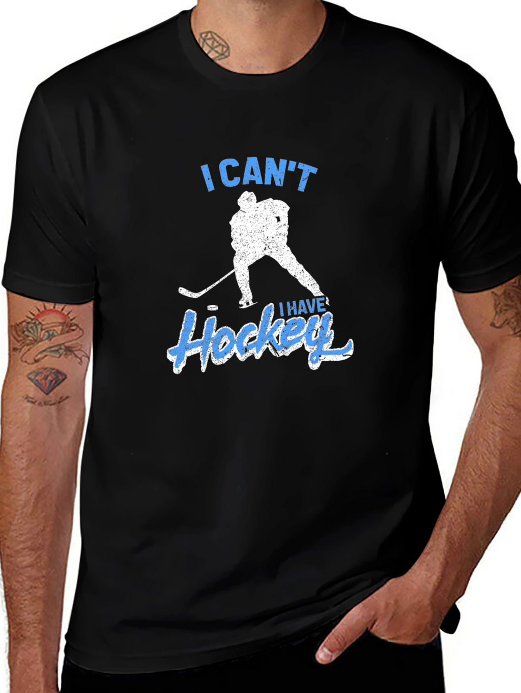 I Cant I Have Hockey Black T-Shirt