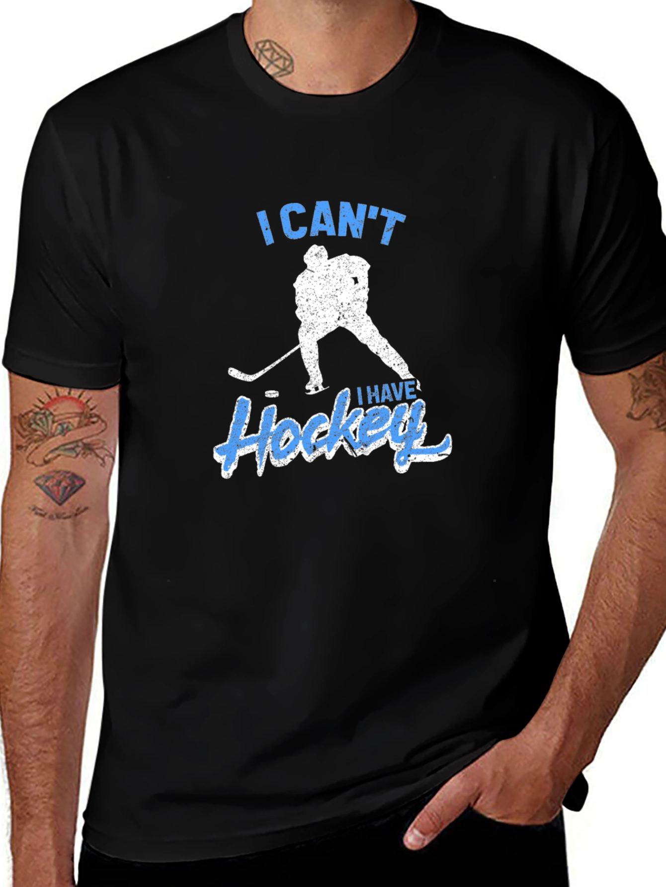I Cant I Have Hockey Black T-Shirt