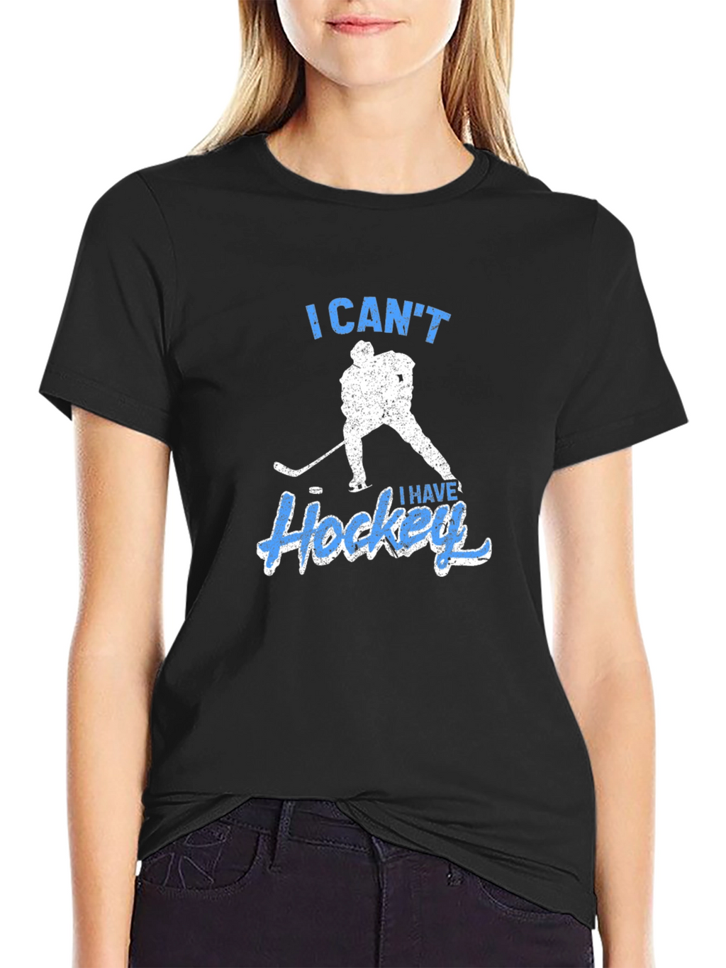 I Cant I Have Hockey Black T-Shirt
