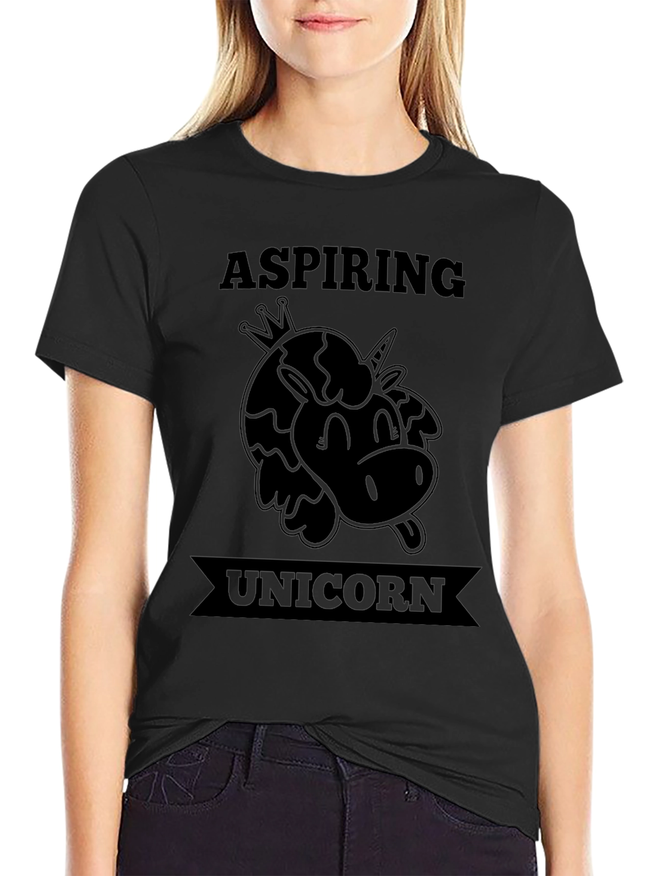 Aspiring Unicorn Black T-Shirt - Novelty Tee