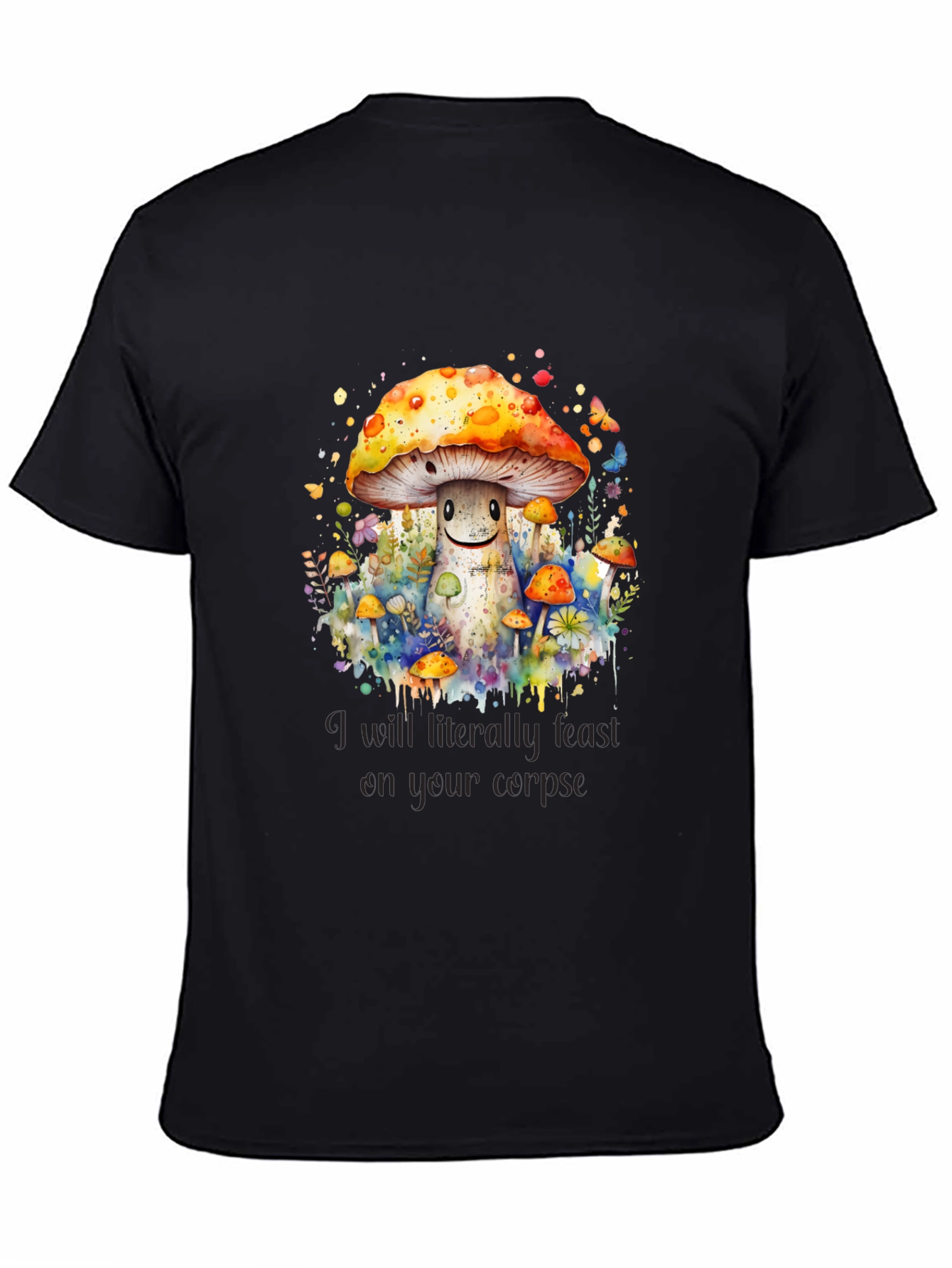 Mushroom Corpse Feast Tee - Black Graphic T-Shirt