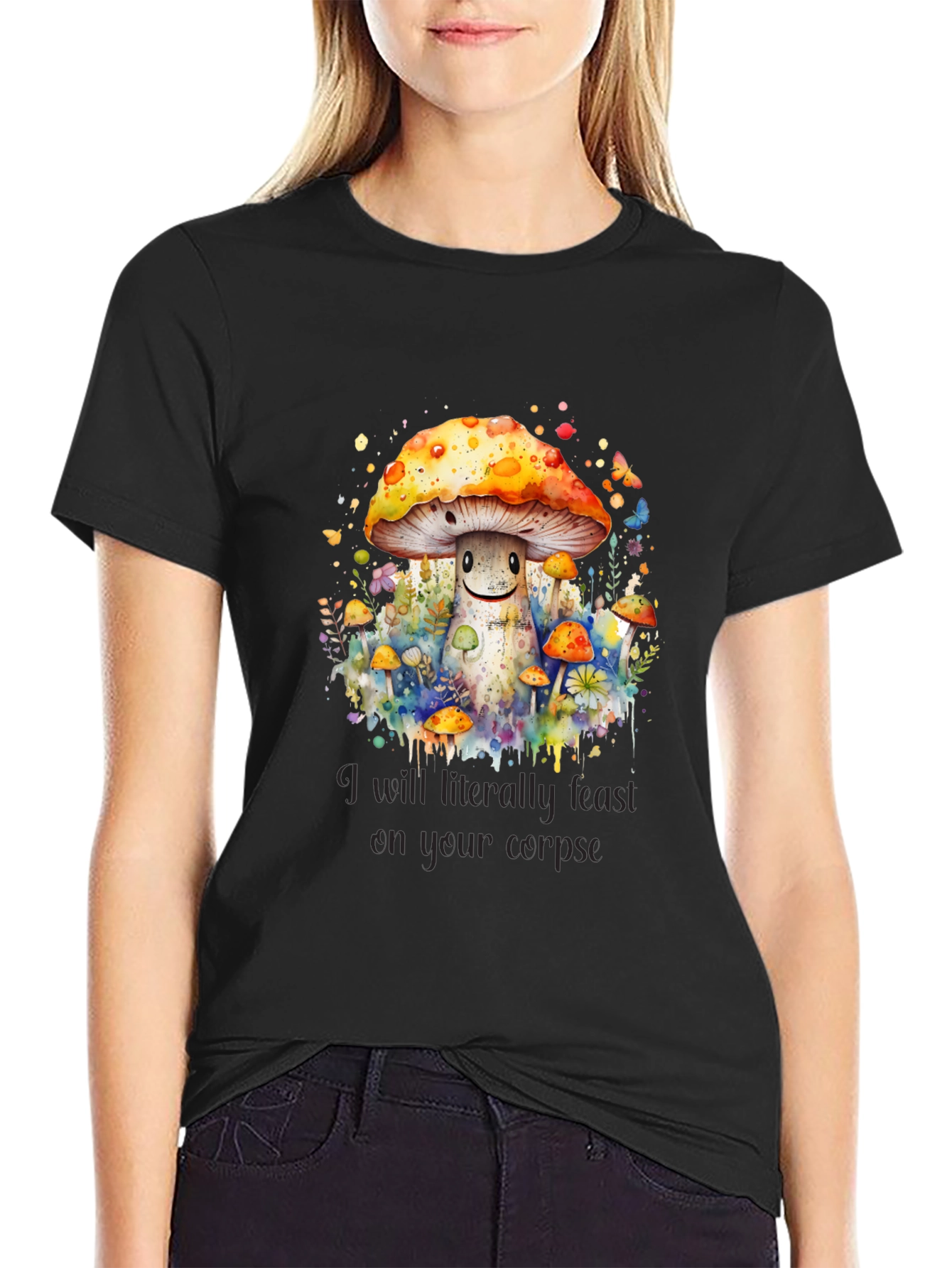 Mushroom Corpse Feast Tee - Black Graphic T-Shirt